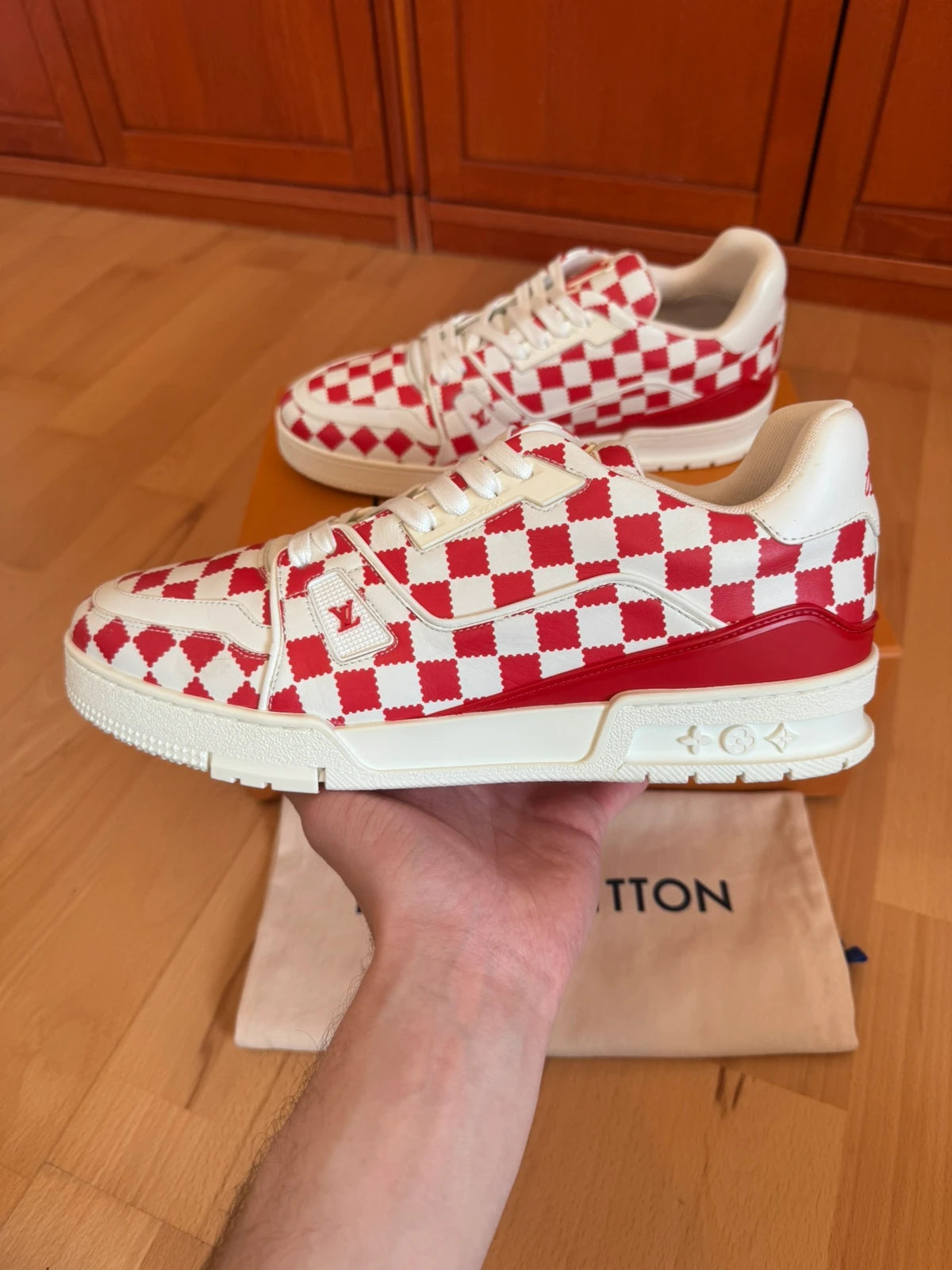 Louis Vuitton X Nigo LV Trainer Red White Damier