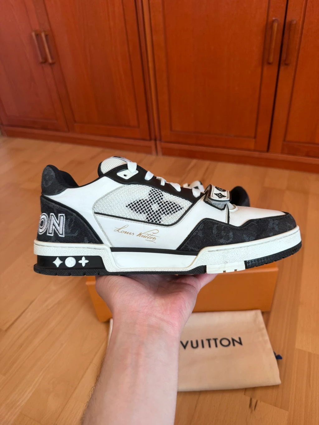 Louis Vuitton LV Trainer Black Denim Velcro Strap