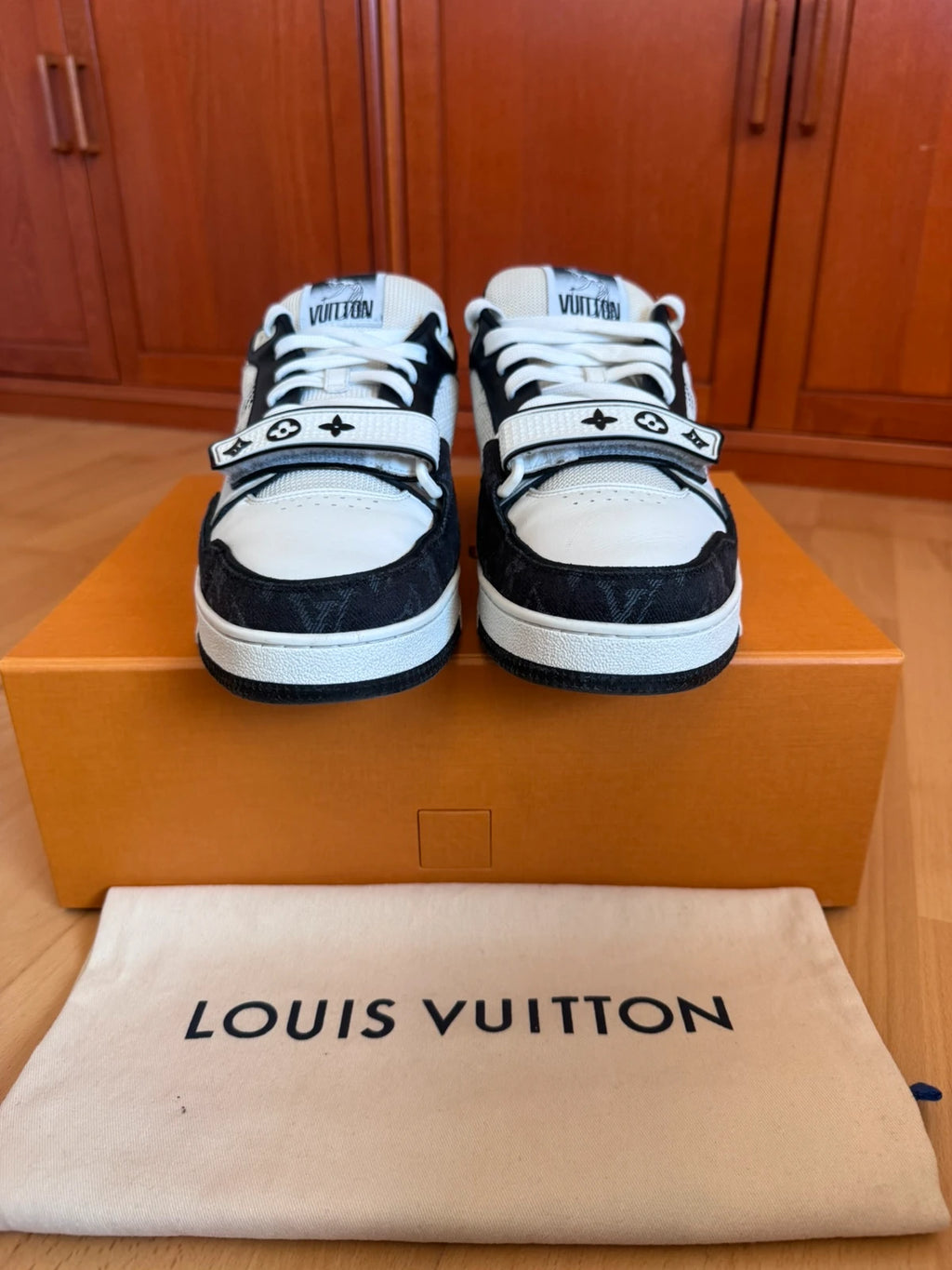 Louis Vuitton LV Trainer Black Denim Velcro Strap