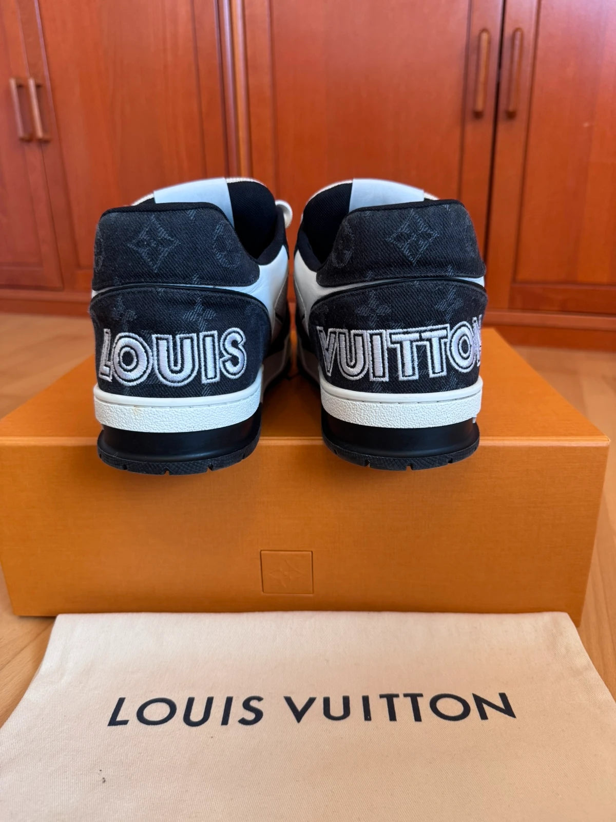 Louis Vuitton LV Trainer Black Denim Velcro Strap