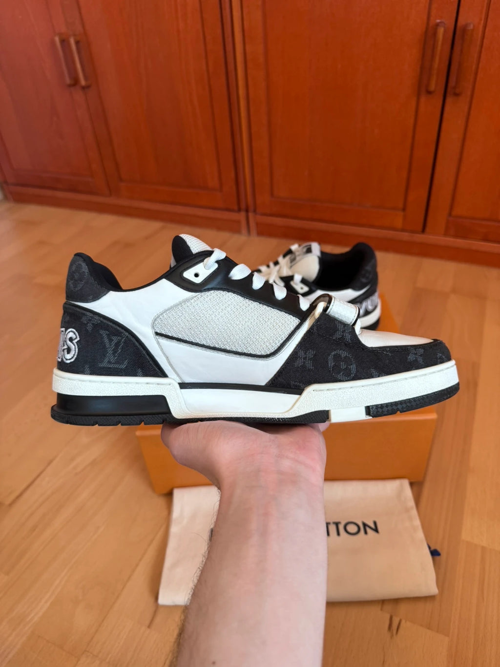 Louis Vuitton LV Trainer Black Denim Velcro Strap