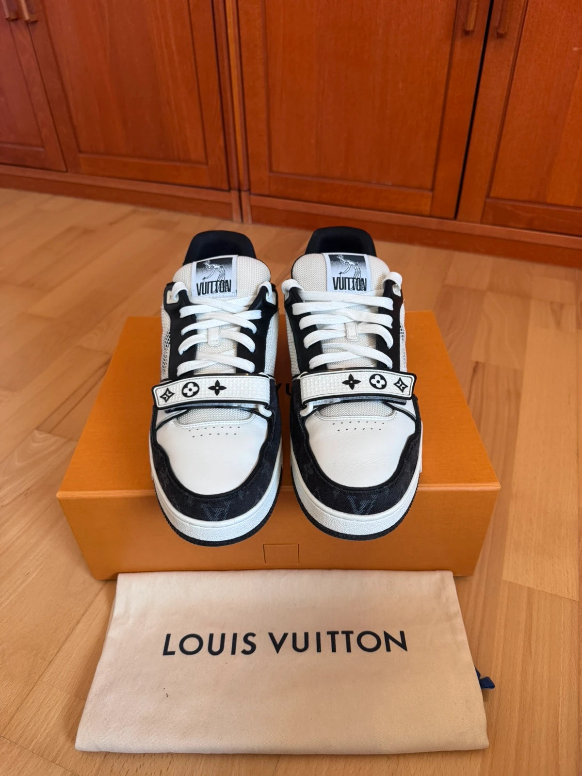 Louis Vuitton LV Trainer Black Denim Velcro Strap