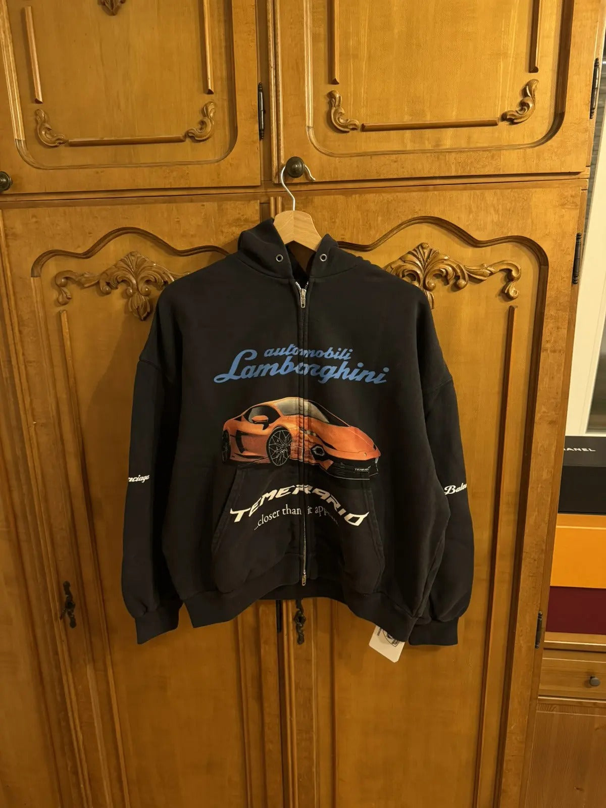 Balenciaga X Lamborghini Zip-Up Hoodie Faded Black