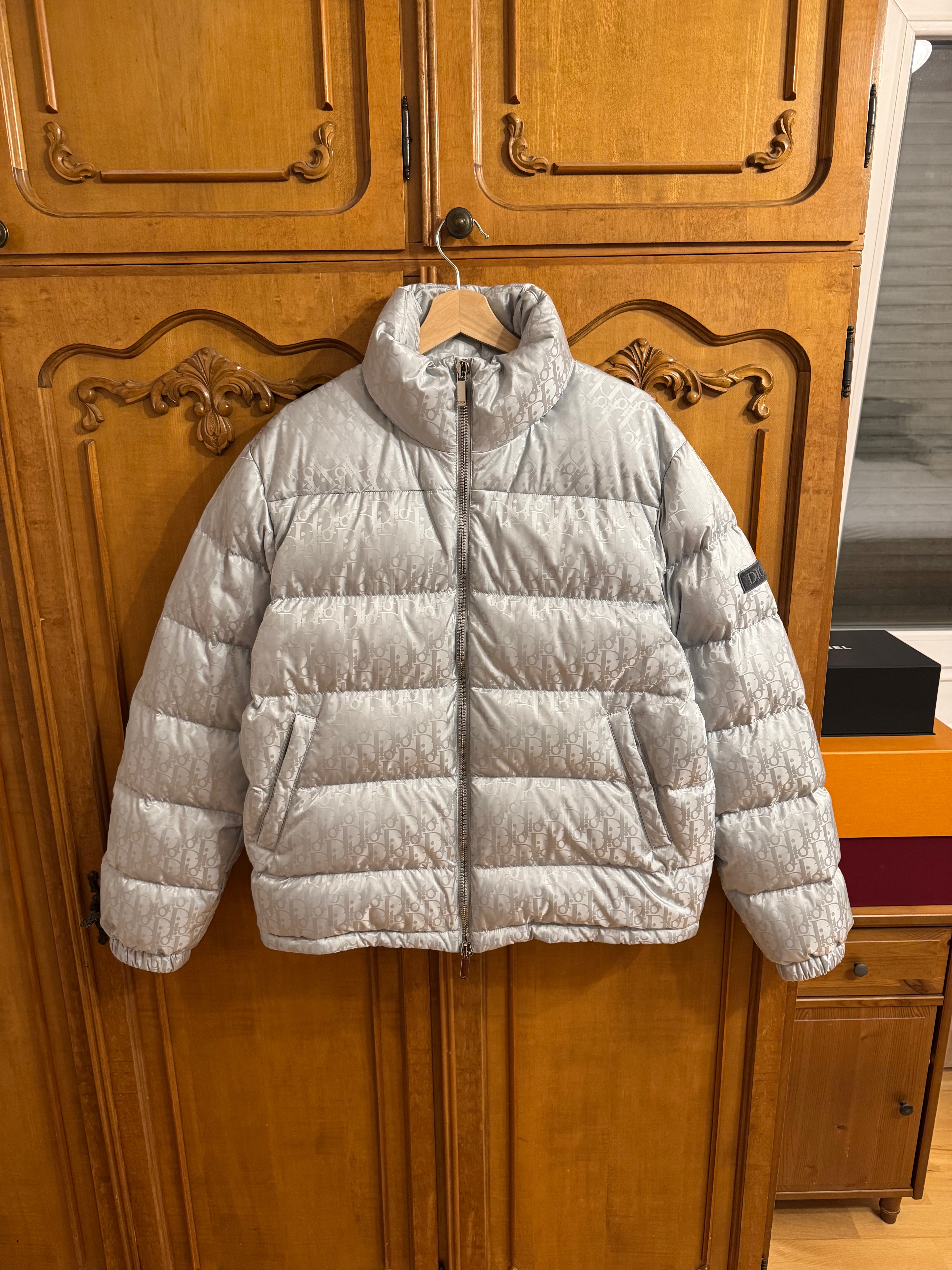 Dior Oblique Puffer Jacket Silver