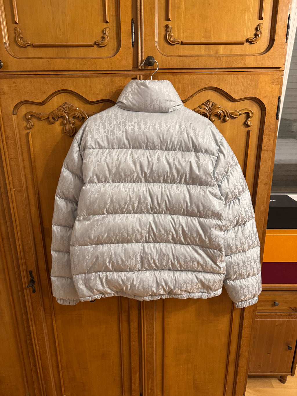 Dior Oblique Puffer Jacket Silver