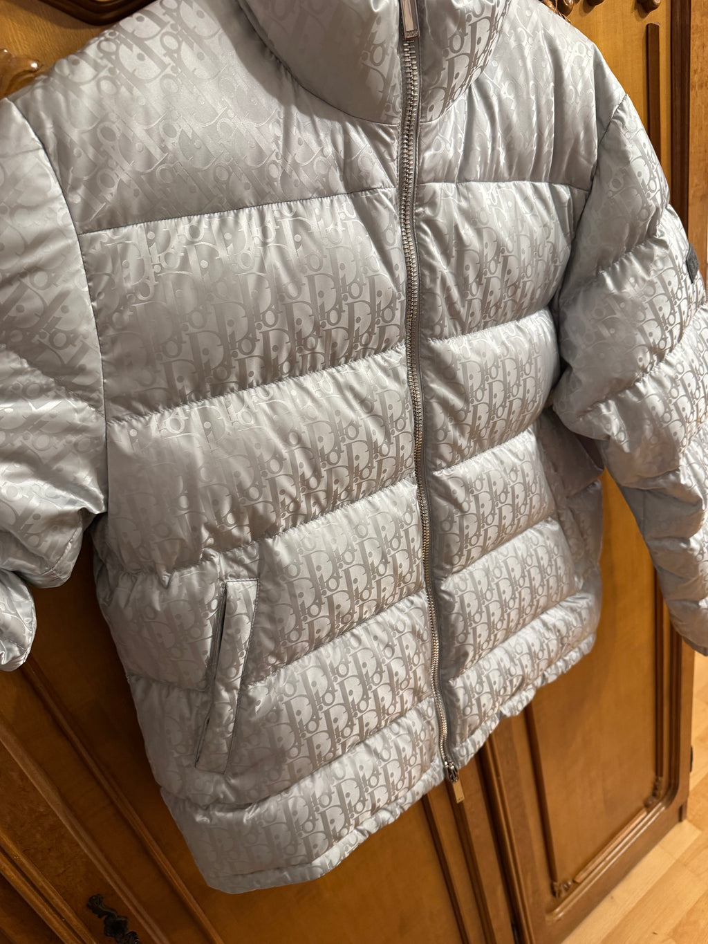 Dior Oblique Puffer Jacket Silver