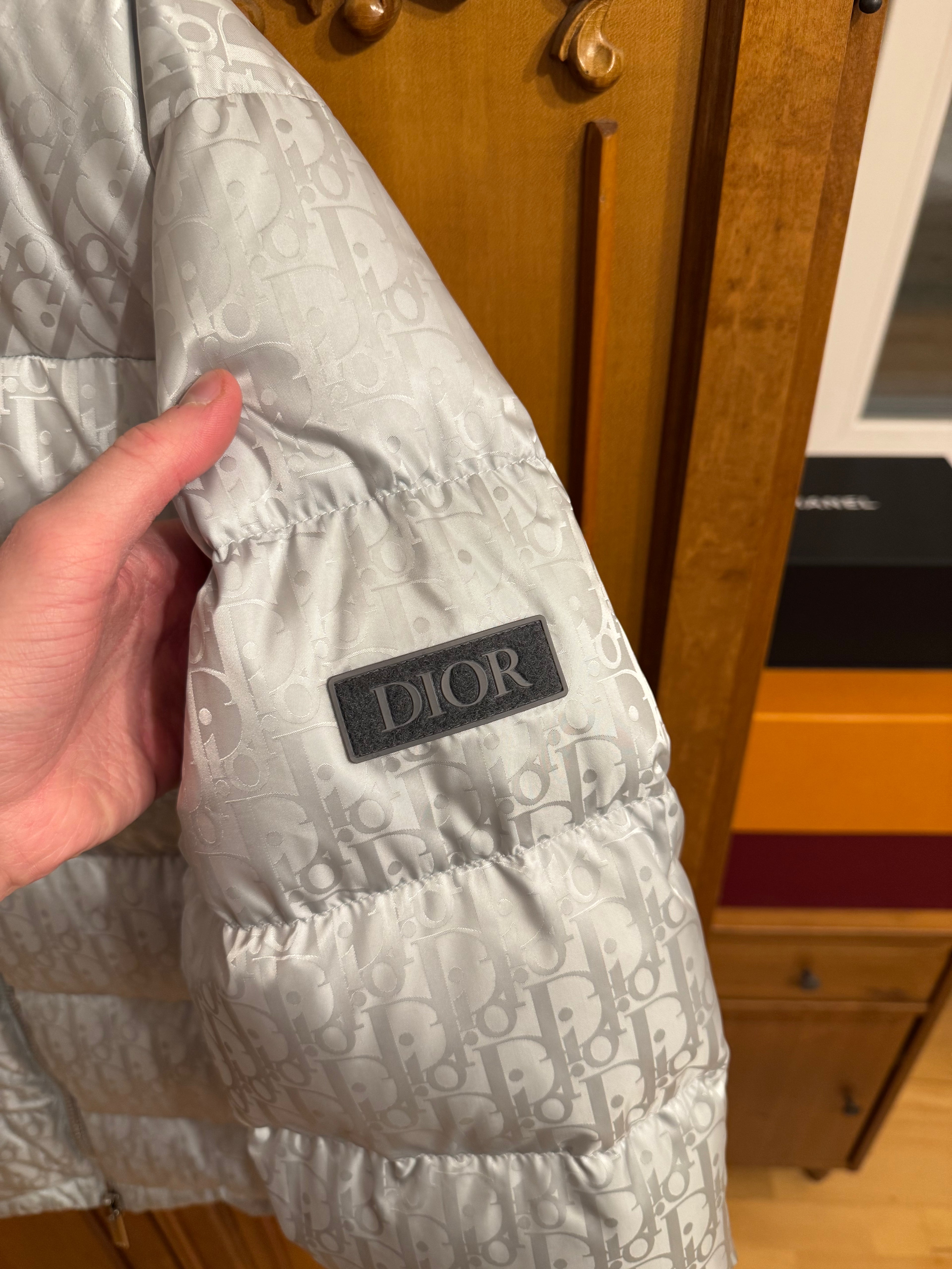 Dior Oblique Puffer Jacket Silver