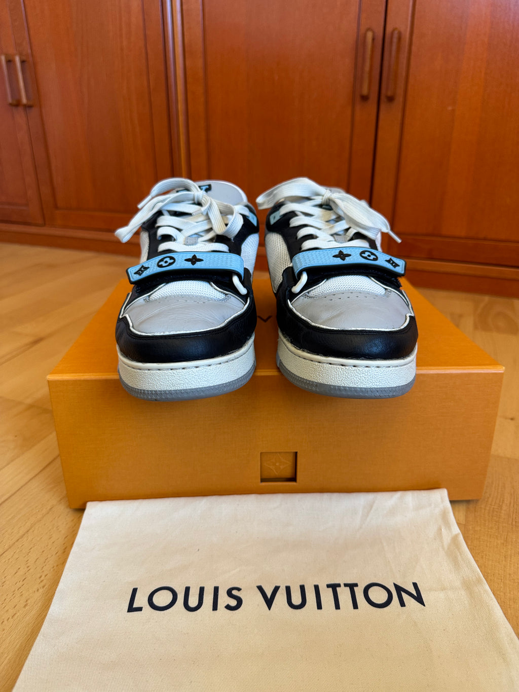 Louis Vuitton LV Trainer Velcro Strap Black Blue Grey