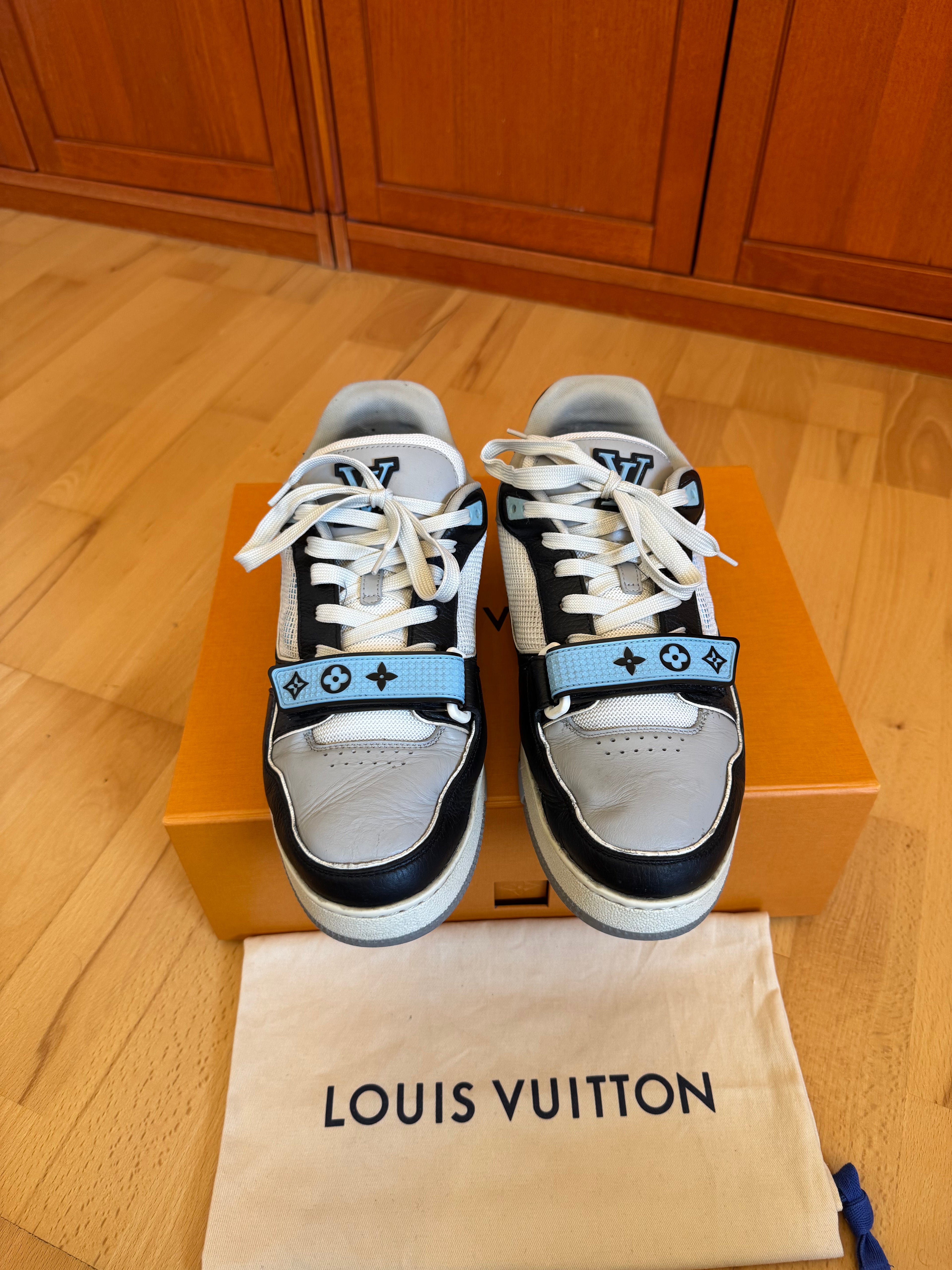 Louis Vuitton LV Trainer Velcro Strap Black Blue Grey