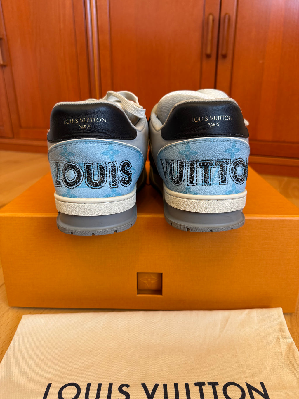 Louis Vuitton LV Trainer Velcro Strap Black Blue Grey