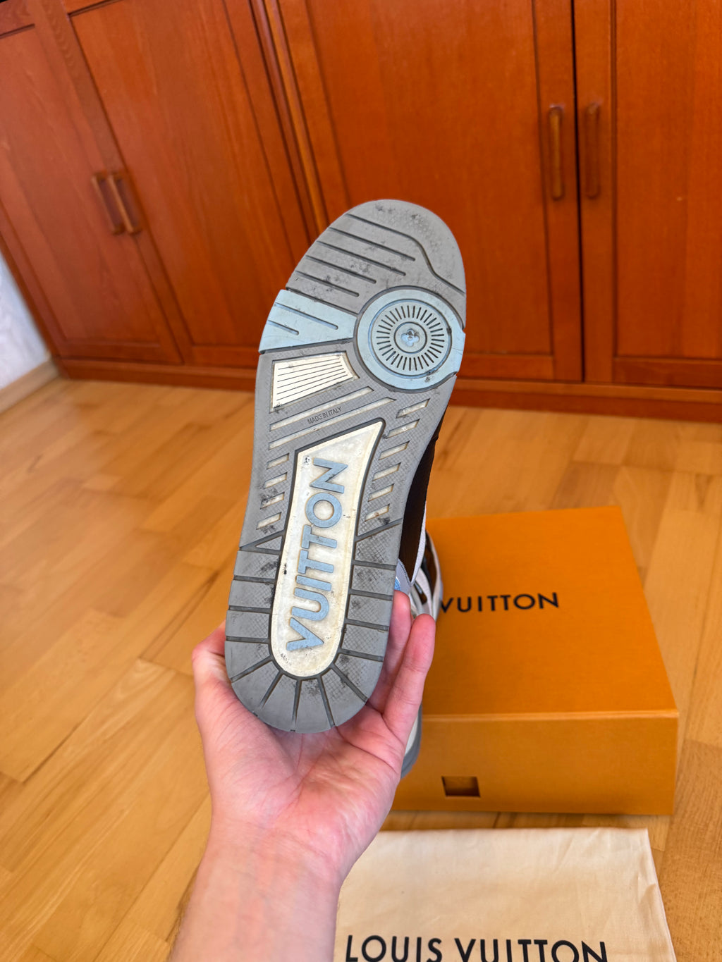 Louis Vuitton LV Trainer Velcro Strap Black Blue Grey