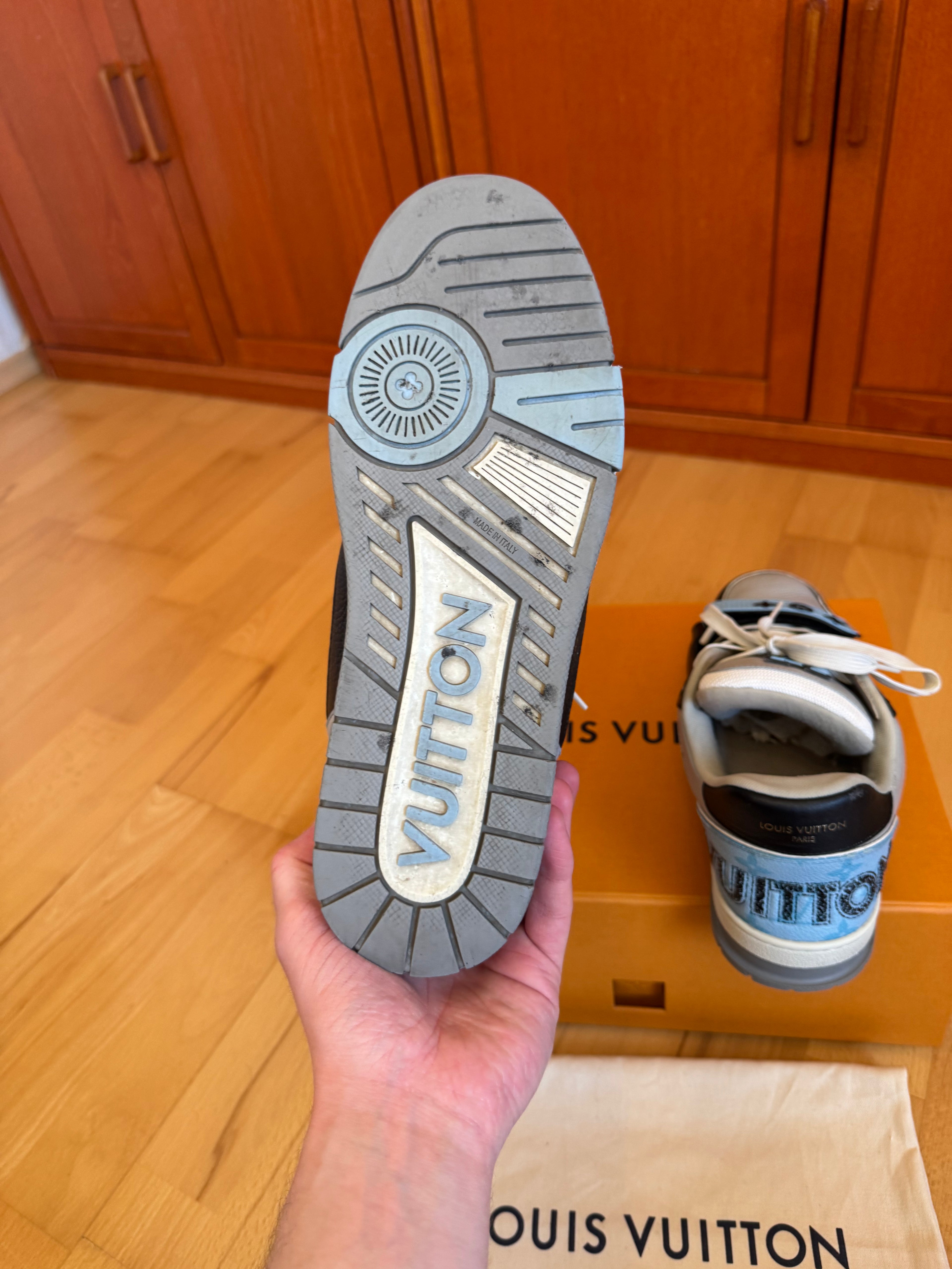 Louis Vuitton LV Trainer Velcro Strap Black Blue Grey