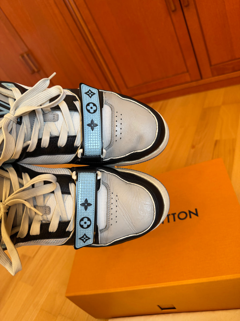 Louis Vuitton LV Trainer Velcro Strap Black Blue Grey