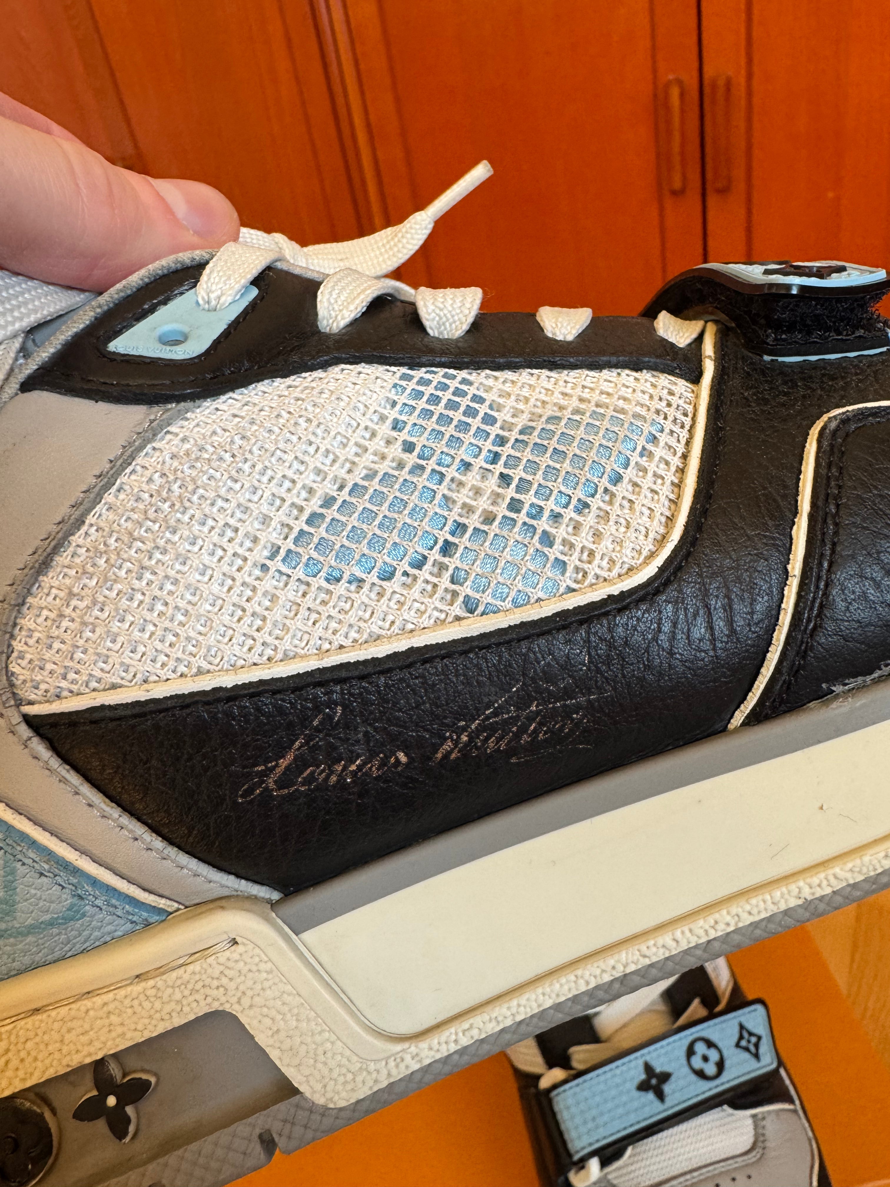 Louis Vuitton LV Trainer Velcro Strap Black Blue Grey