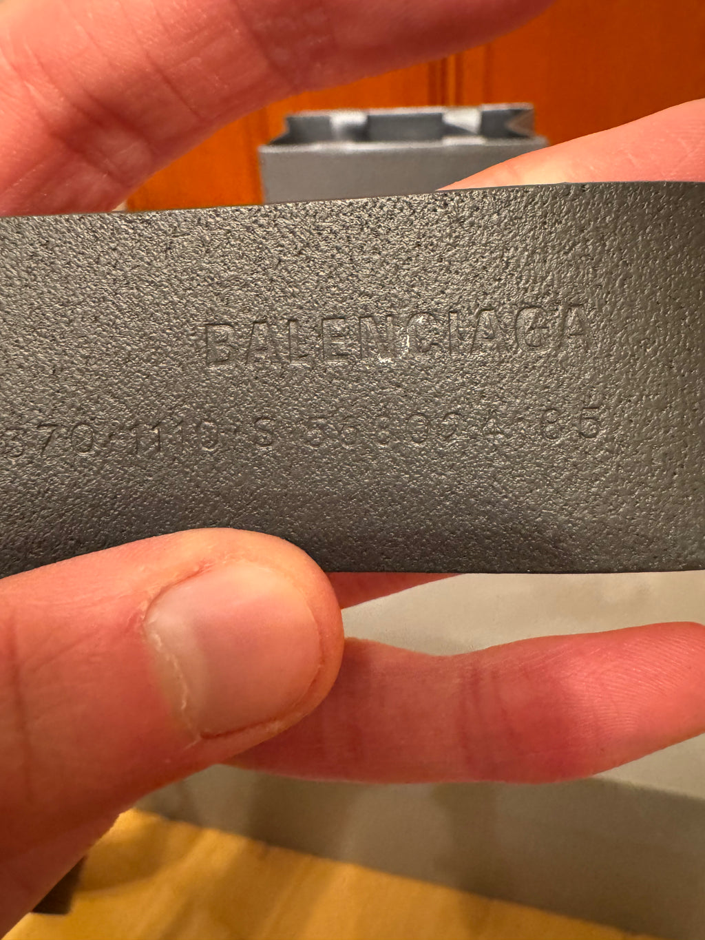 Balenciaga BB Logo Leather Belt Fossil Grey