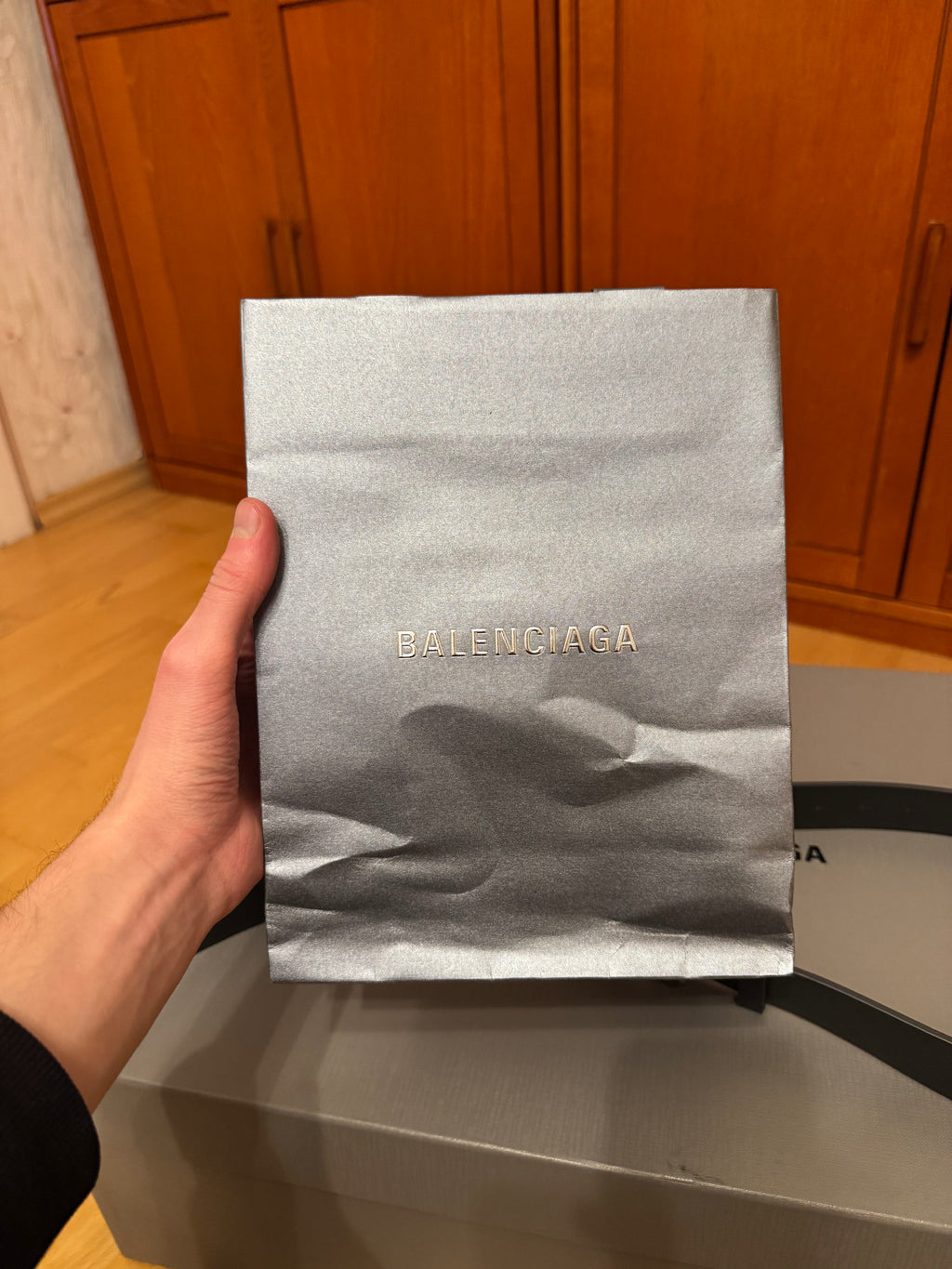 Balenciaga BB Logo Leather Belt Fossil Grey
