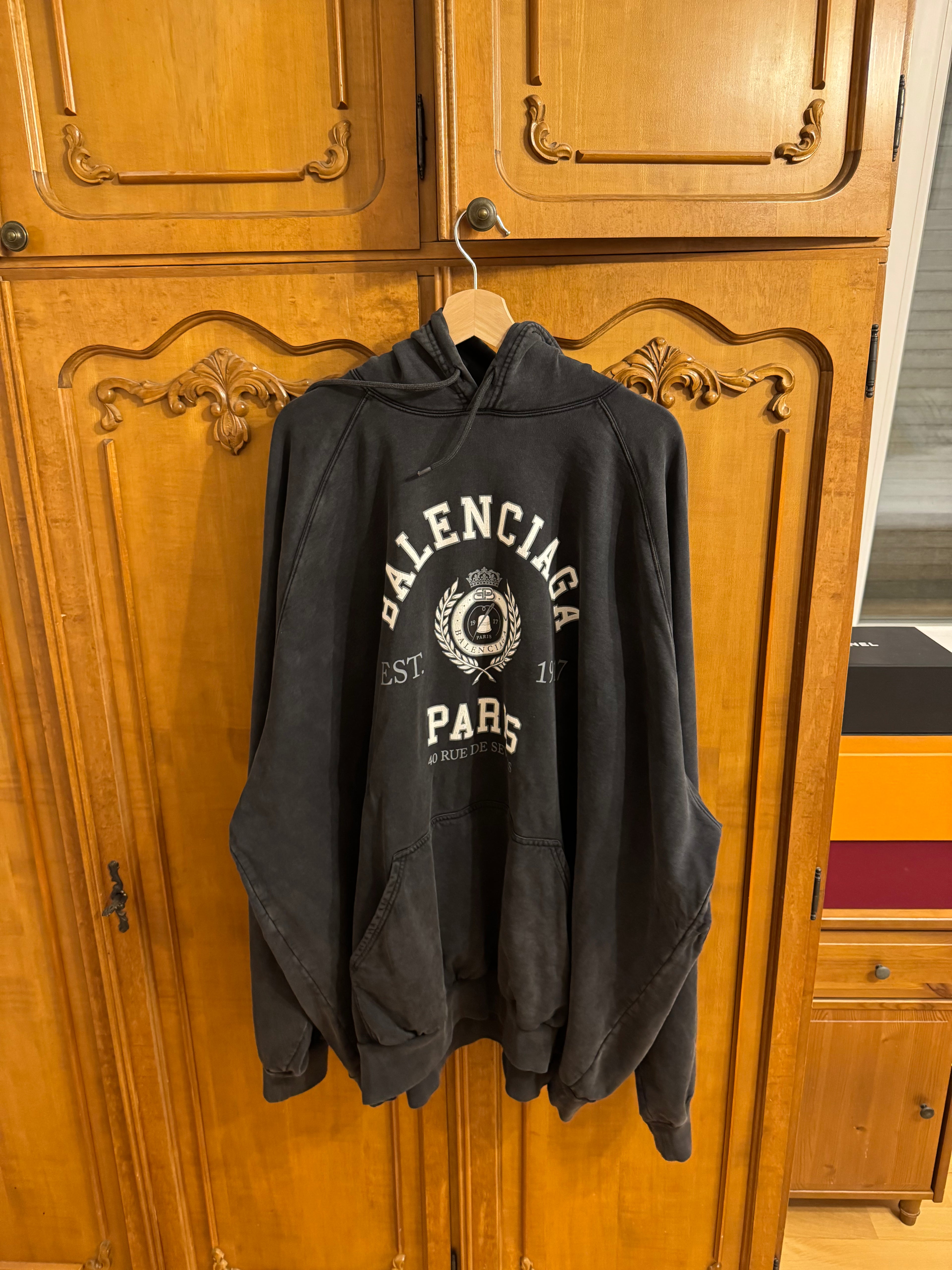 Balenciaga College 1917 Washed Grey Hoodie