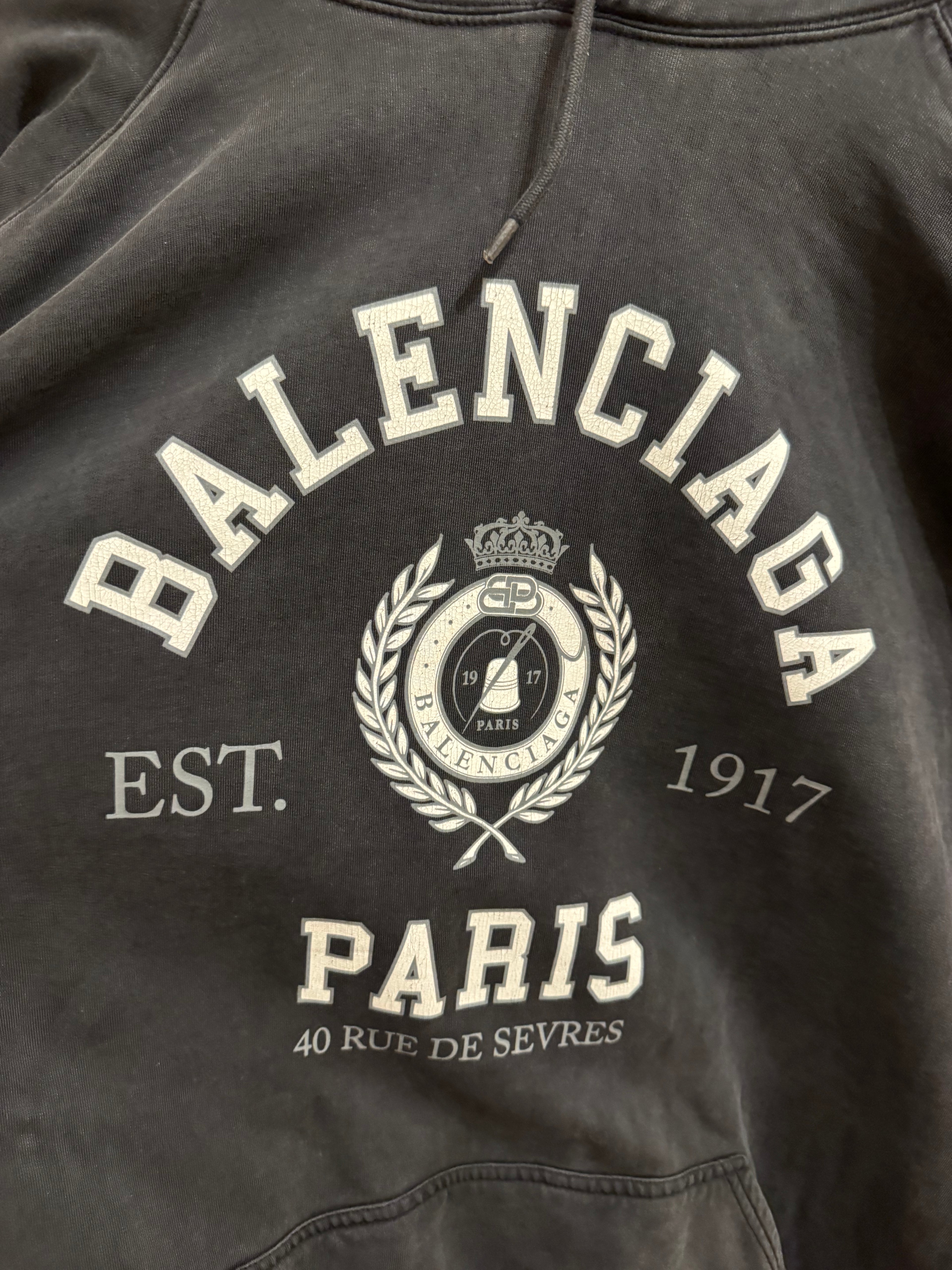 Balenciaga College 1917 Washed Grey Hoodie