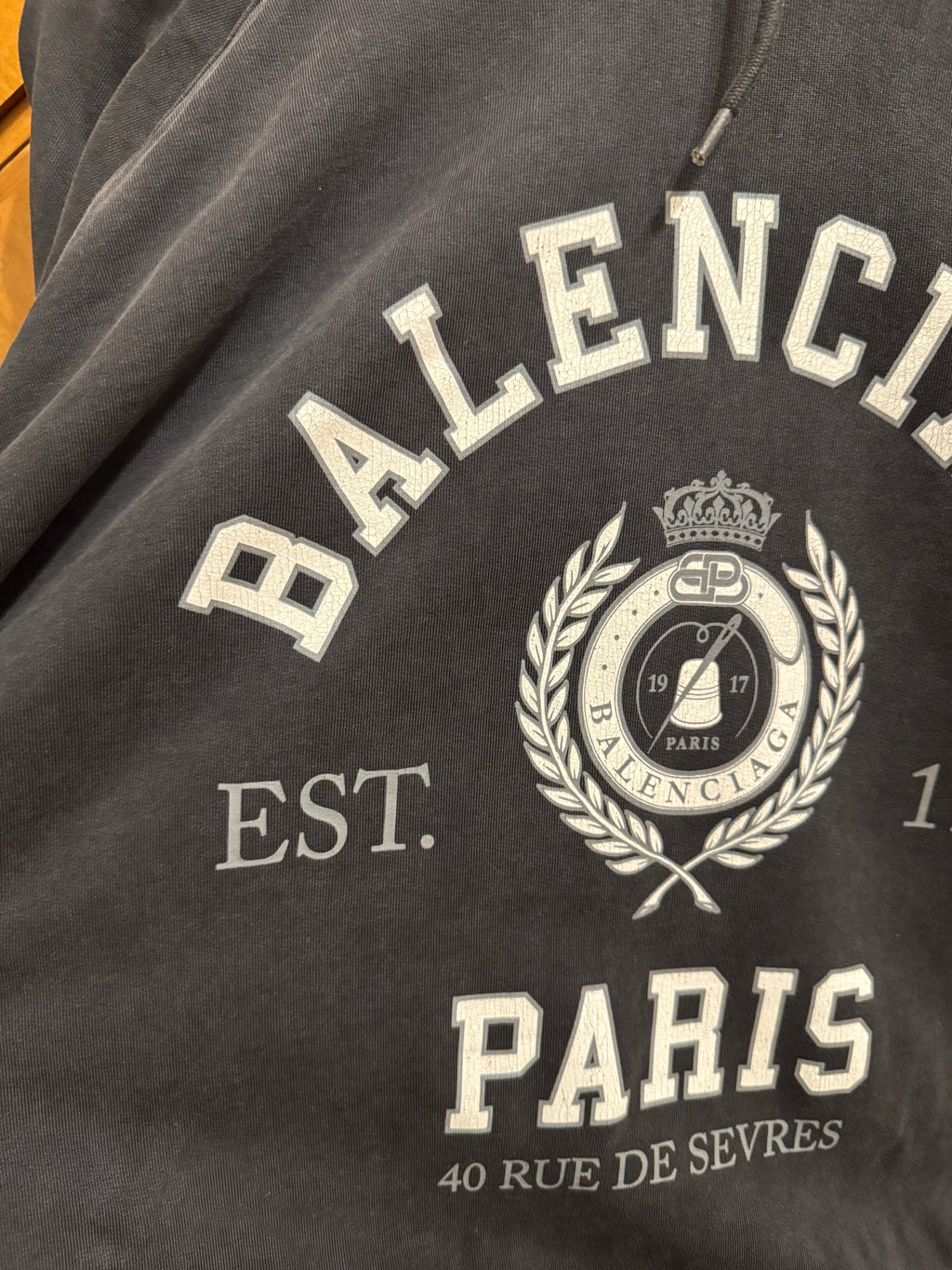Balenciaga College 1917 Washed Grey Hoodie