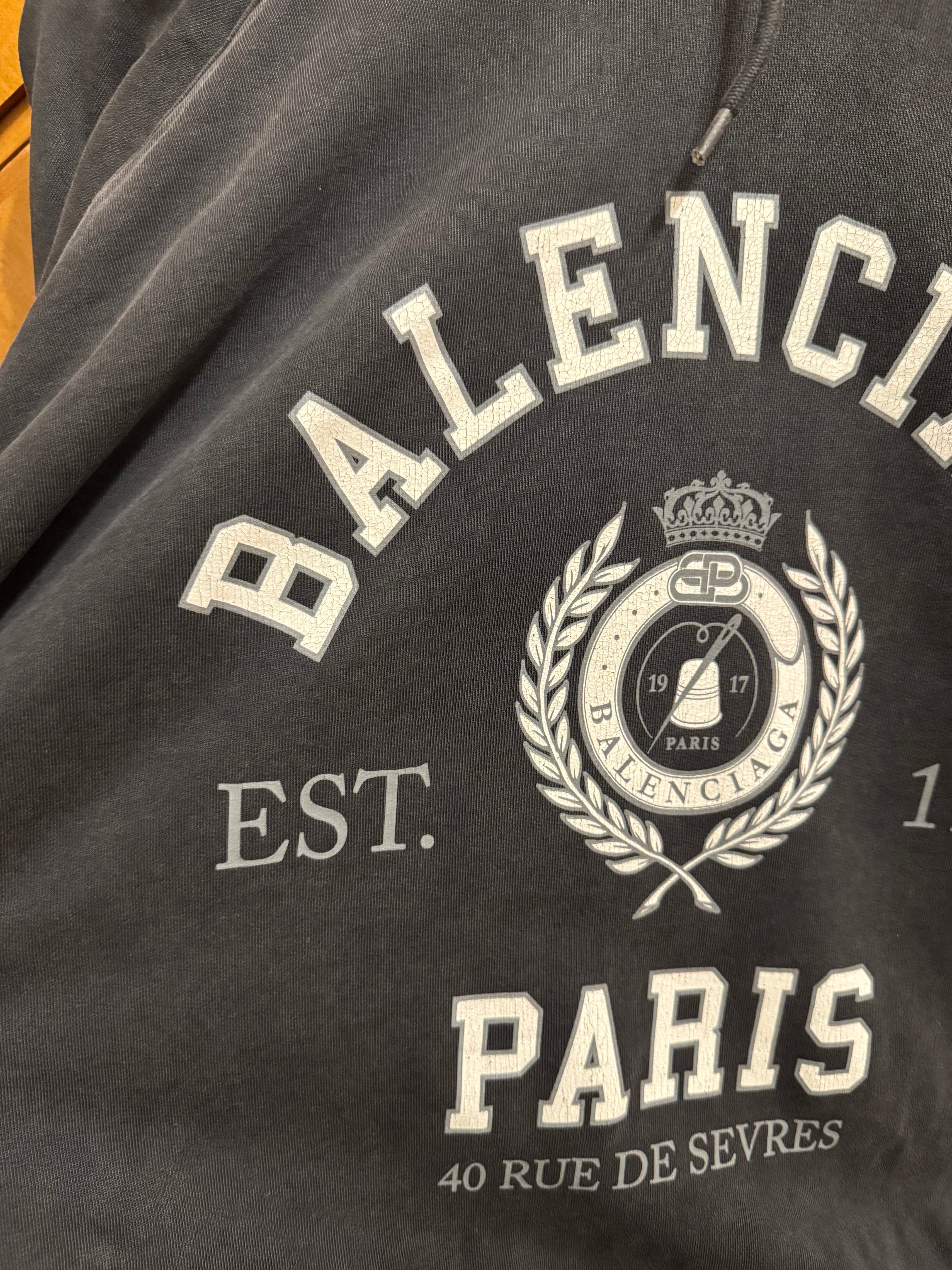 Balenciaga College 1917 Washed Grey Hoodie