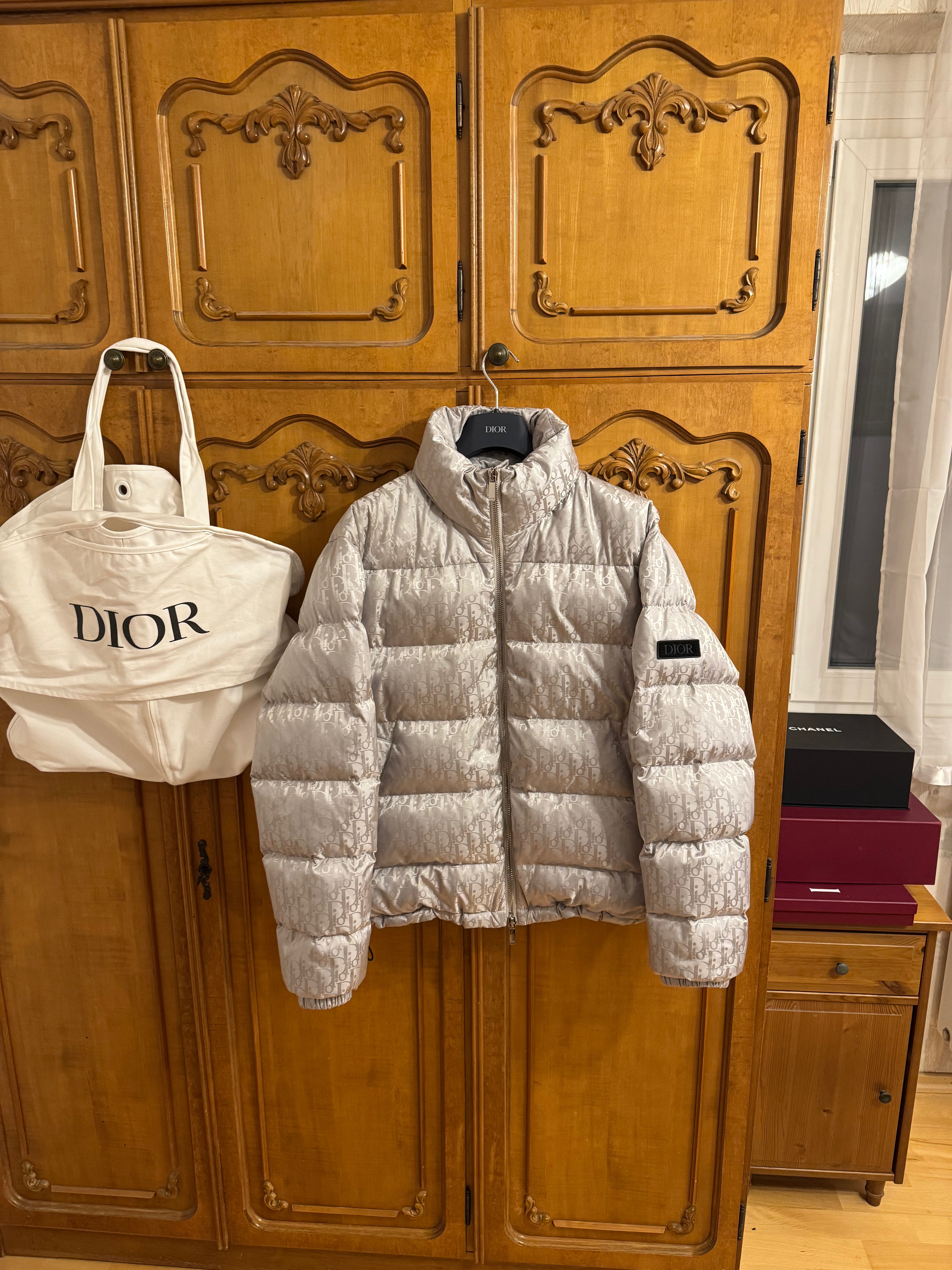 Dior Oblique Silver Puffer Jacket