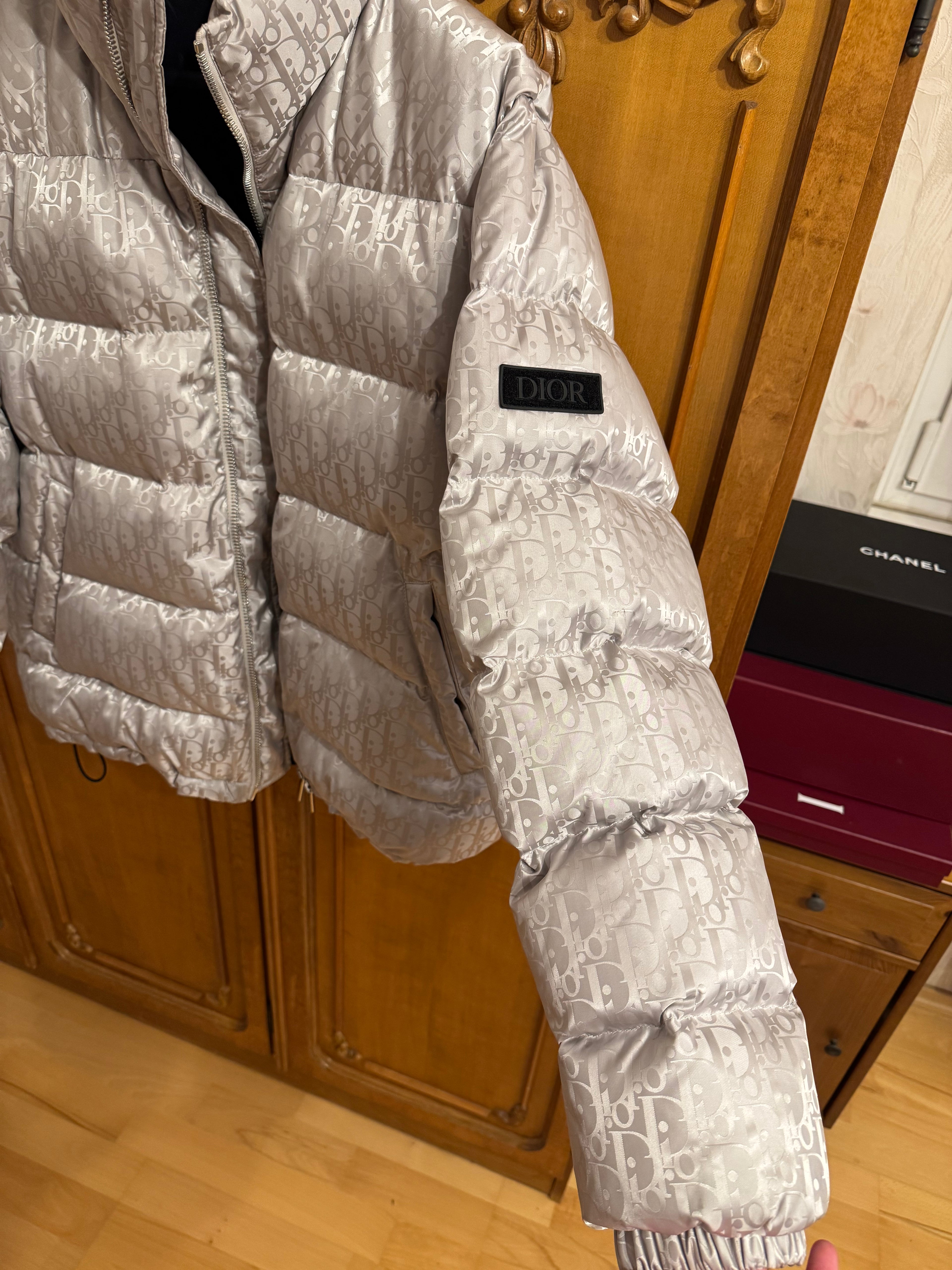 Dior Oblique Silver Puffer Jacket