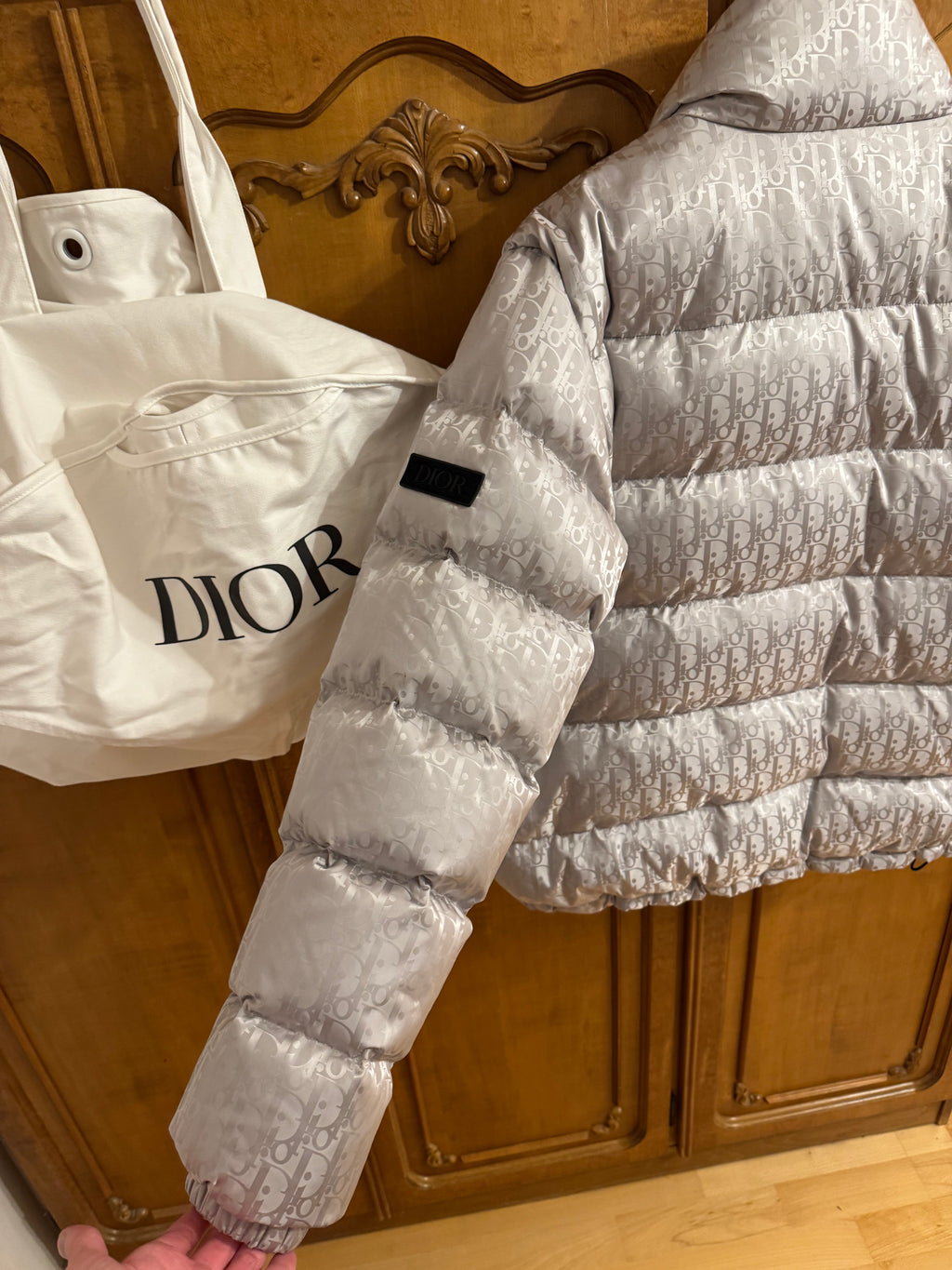 Dior Oblique Silver Puffer Jacket
