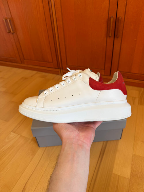 Alexander McQueen Oversize White Red Heel Suede
