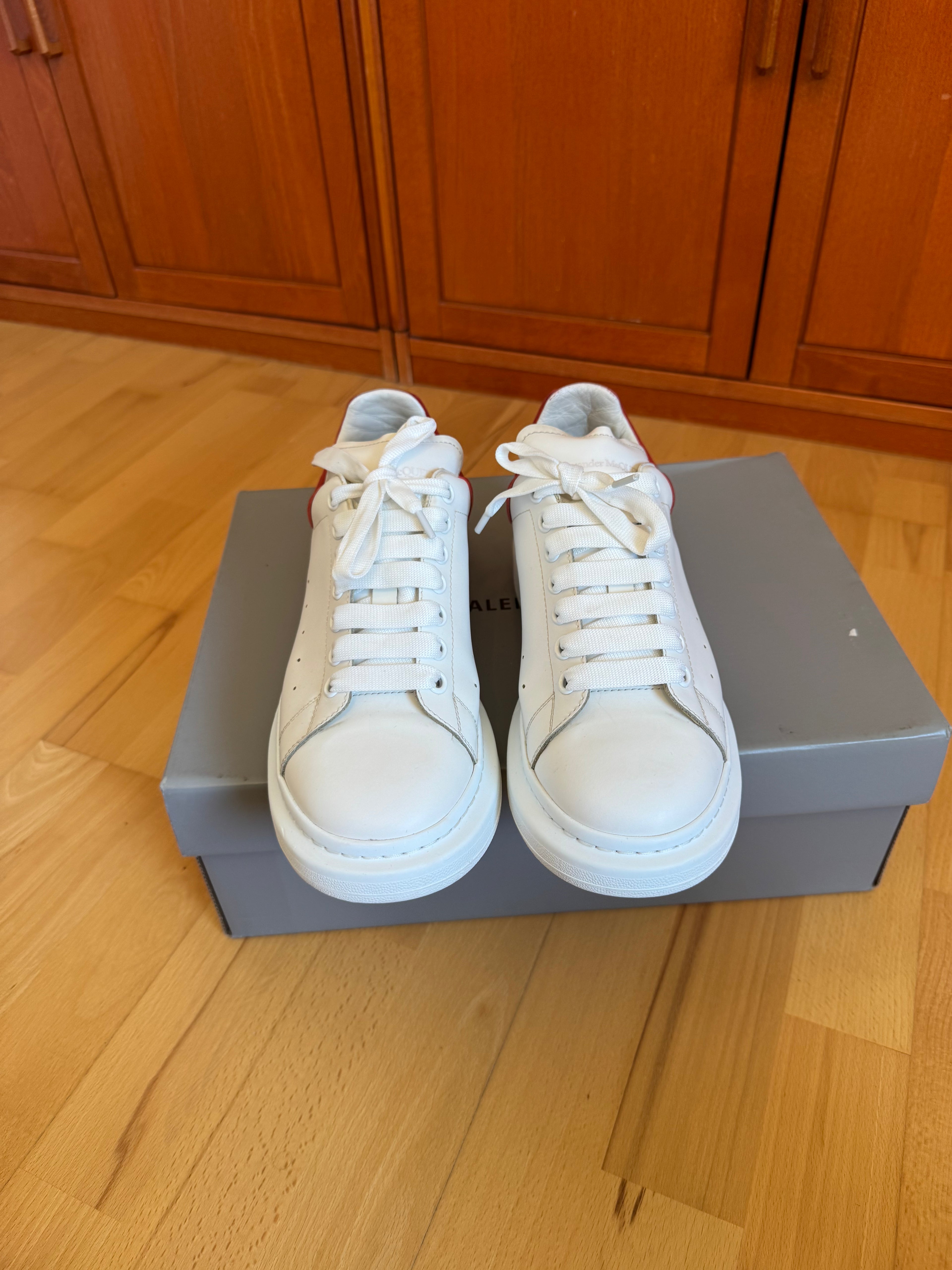 Alexander McQueen Oversize White Red Heel Suede