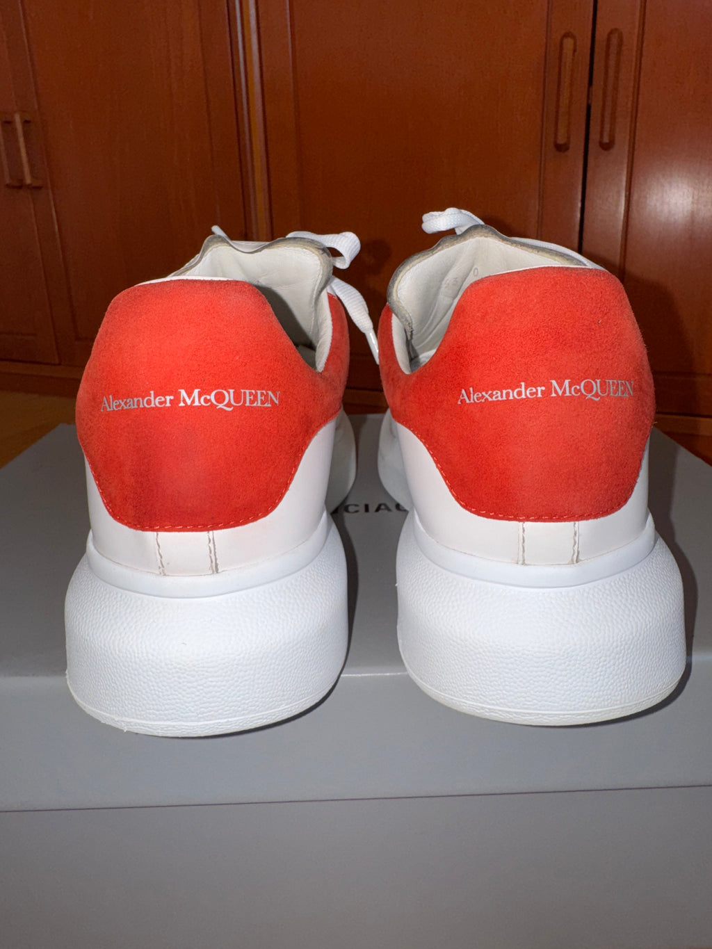 Alexander McQueen Oversize White Red Heel Suede