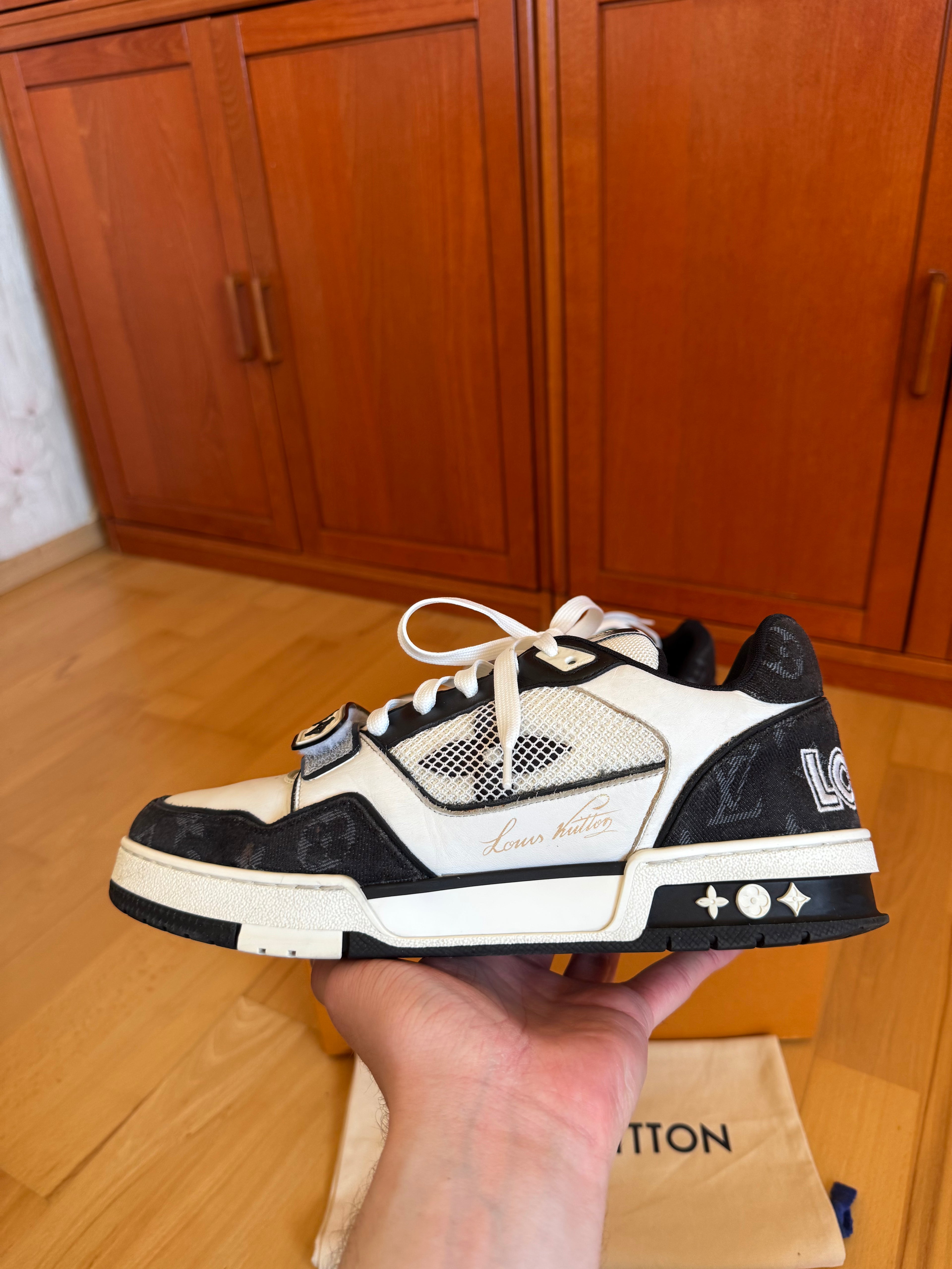 Louis Vuitton LV Trainer Velcro Strap Black Denim