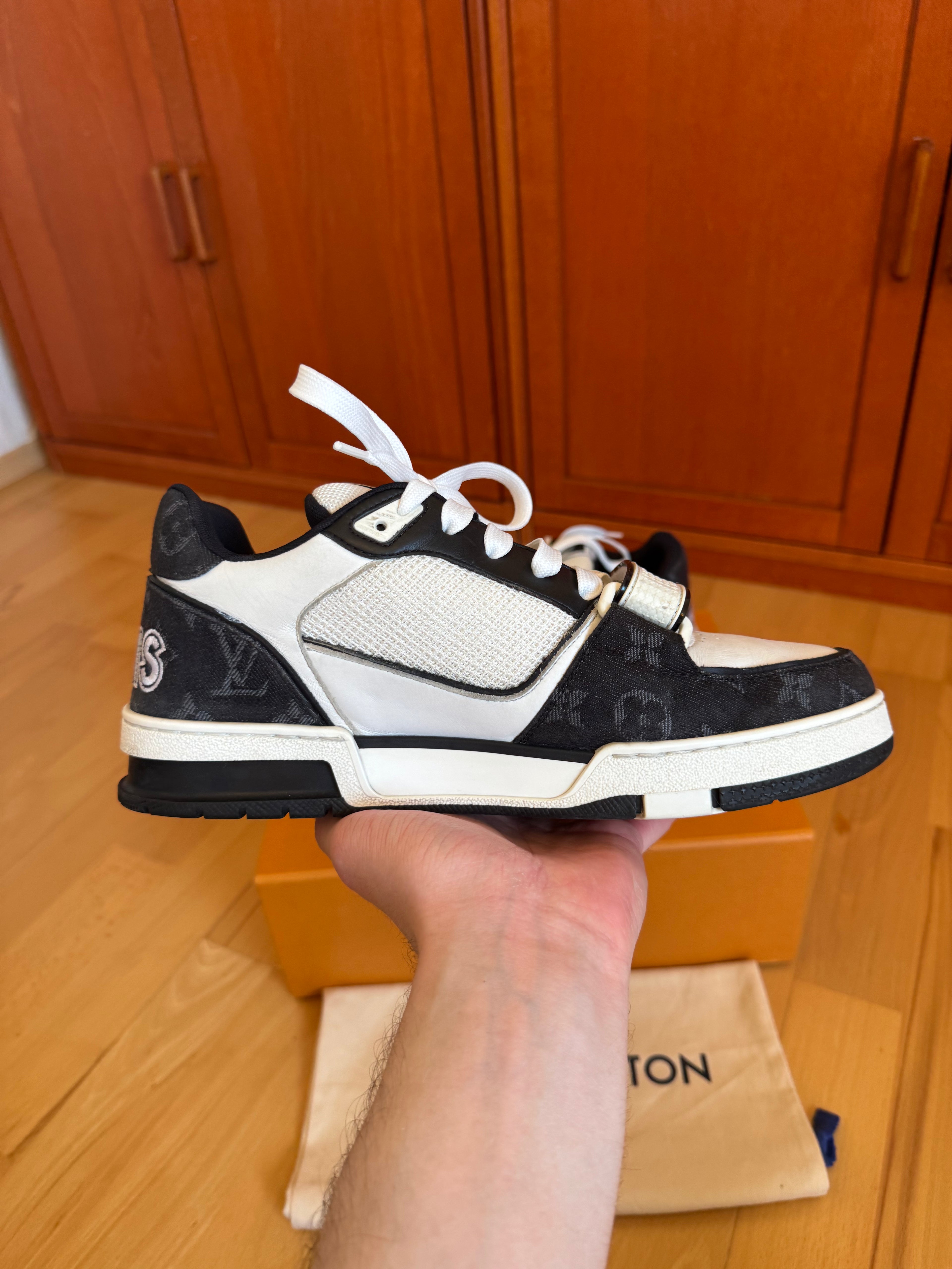 Louis Vuitton LV Trainer Velcro Strap Black Denim