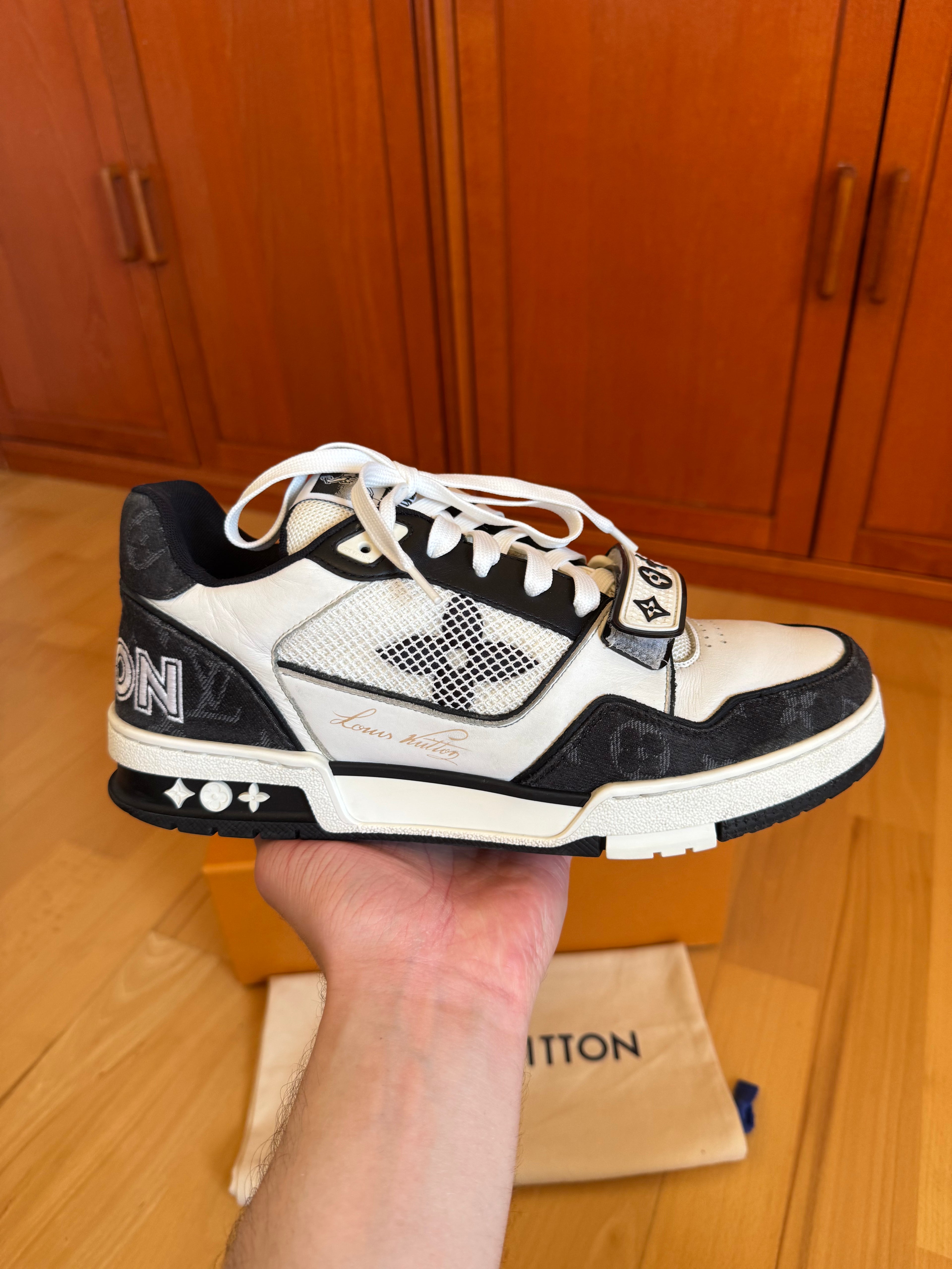 Louis Vuitton LV Trainer Velcro Strap Black Denim