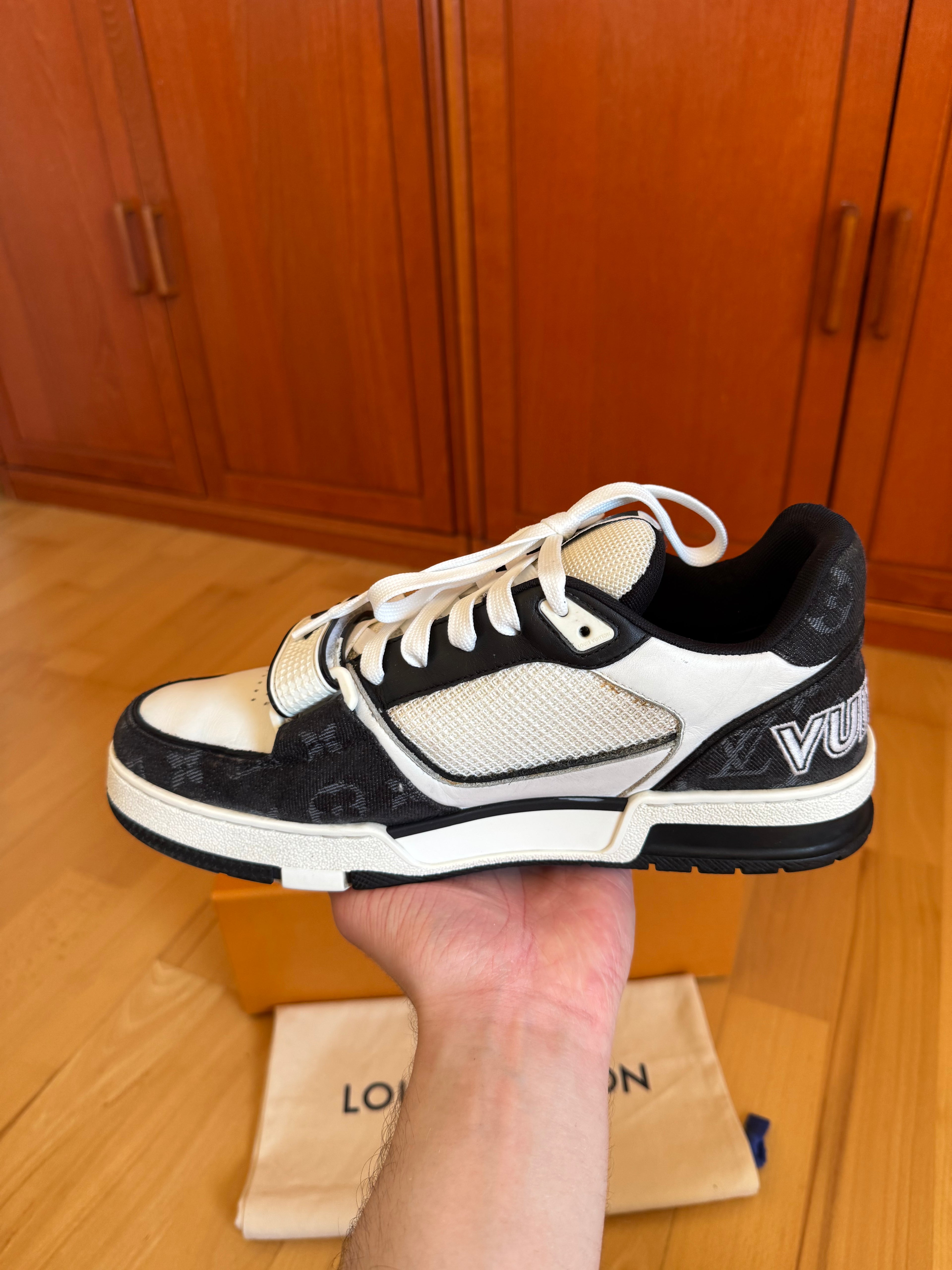 Louis Vuitton LV Trainer Velcro Strap Black Denim