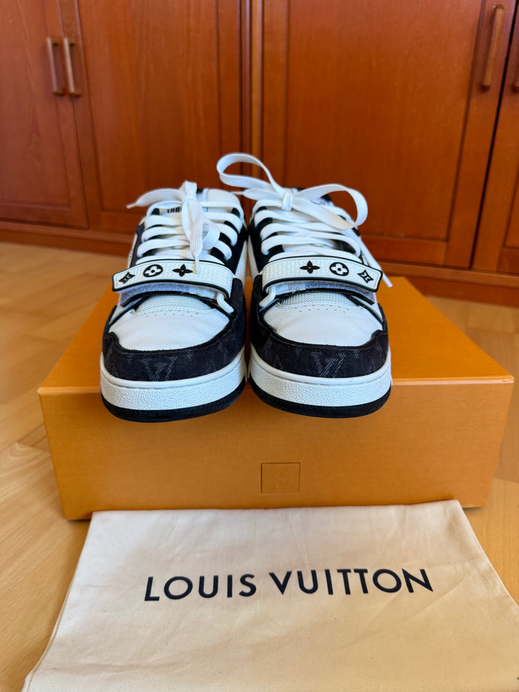Louis Vuitton LV Trainer Velcro Strap Black Denim