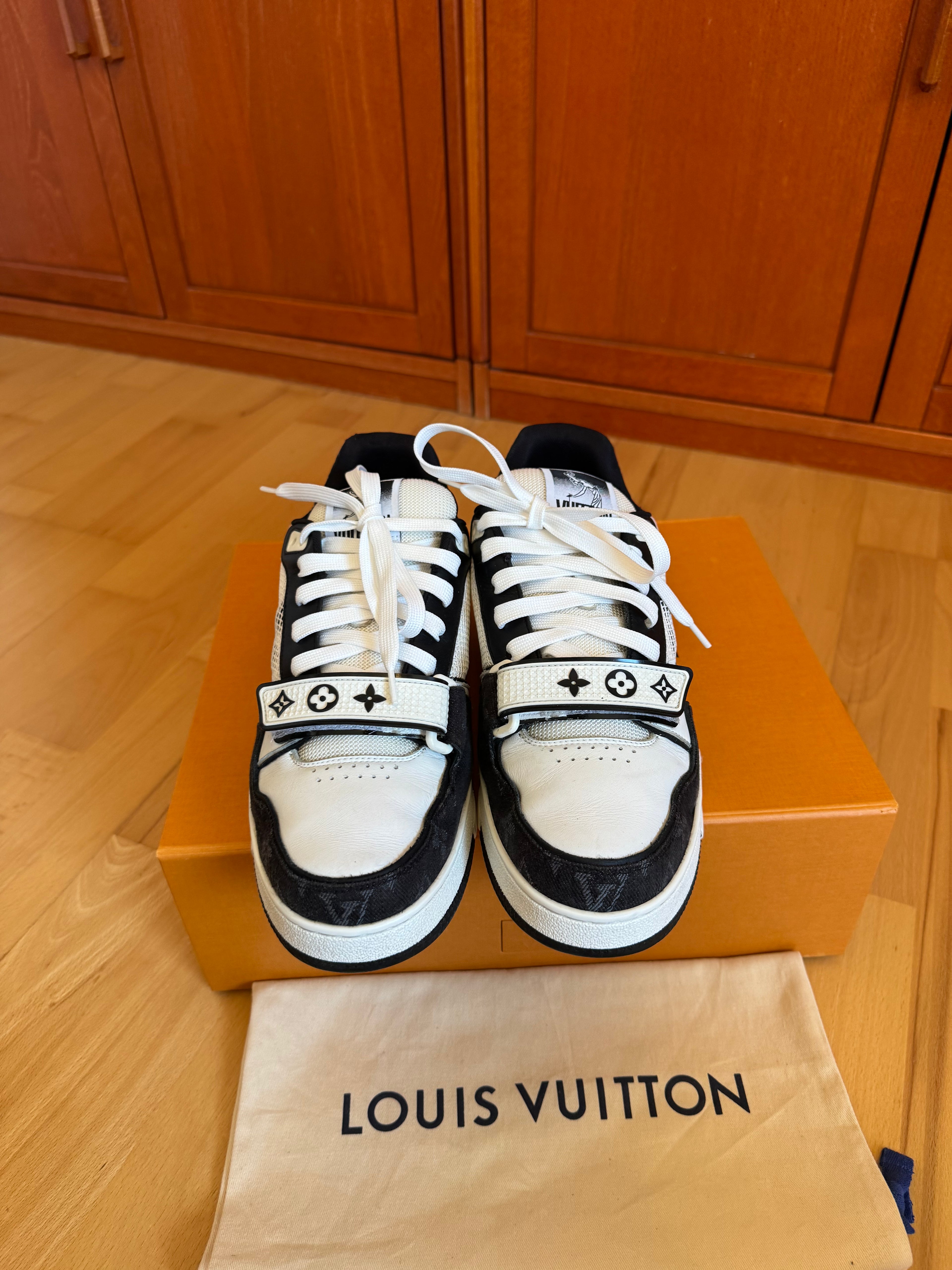 Louis Vuitton LV Trainer Velcro Strap Black Denim