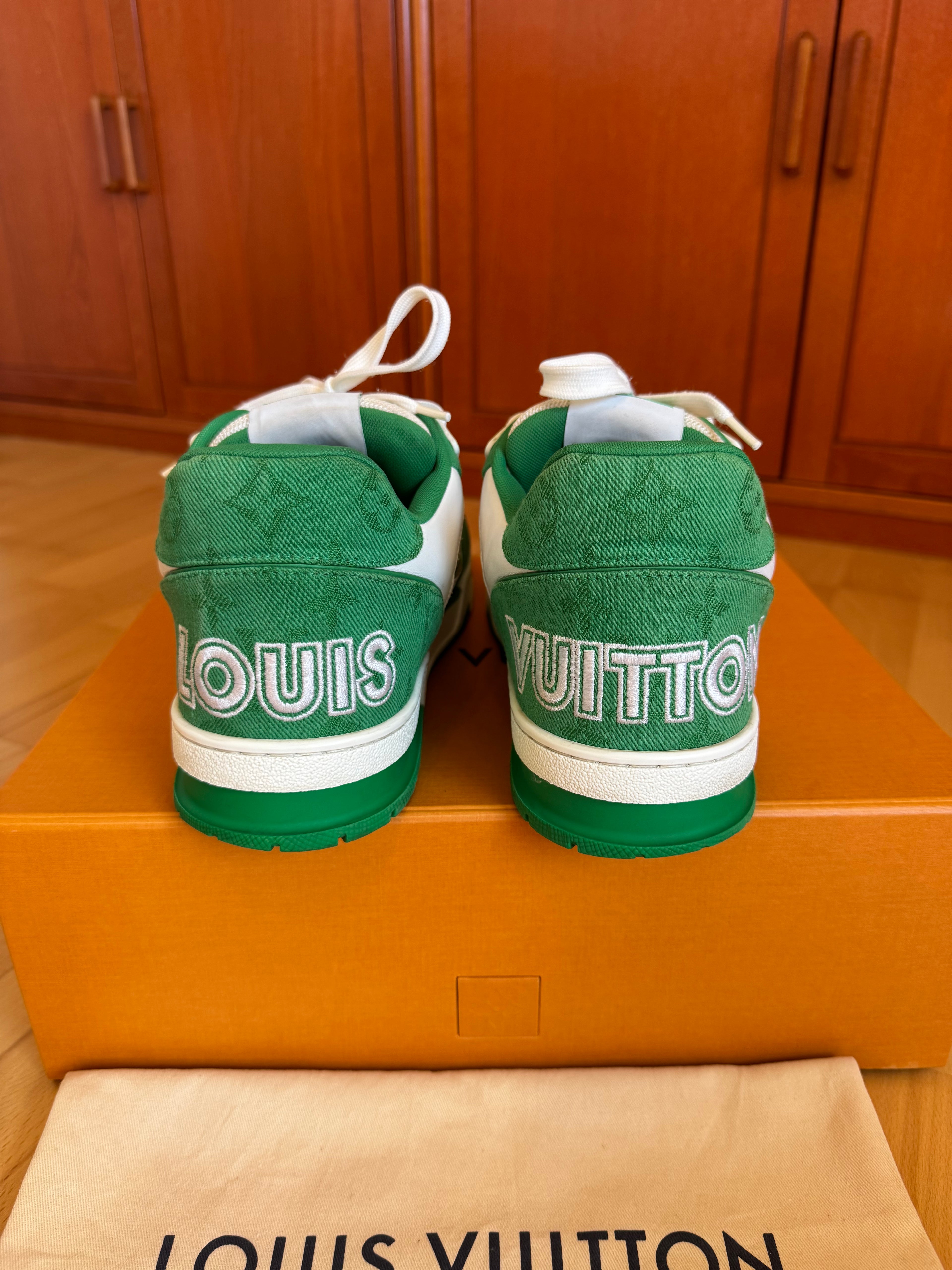Louis Vuitton LV Trainer Velcro Strap Green Denim