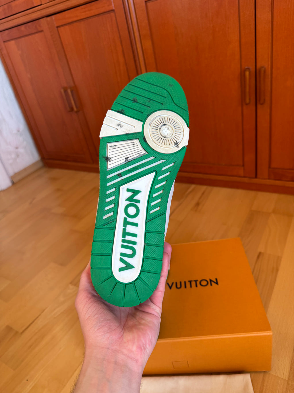 Louis Vuitton LV Trainer Velcro Strap Green Denim