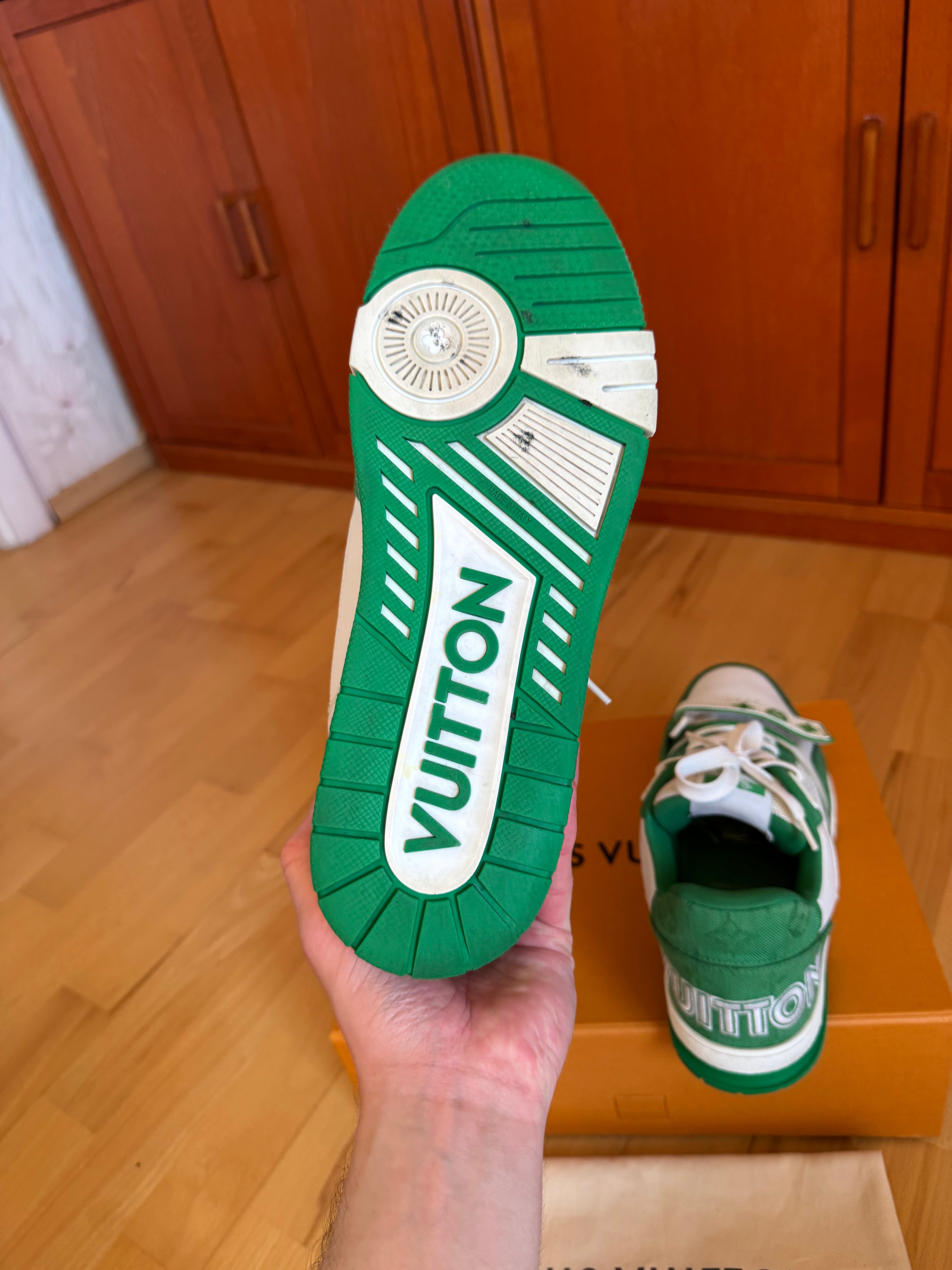 Louis Vuitton LV Trainer Velcro Strap Green Denim