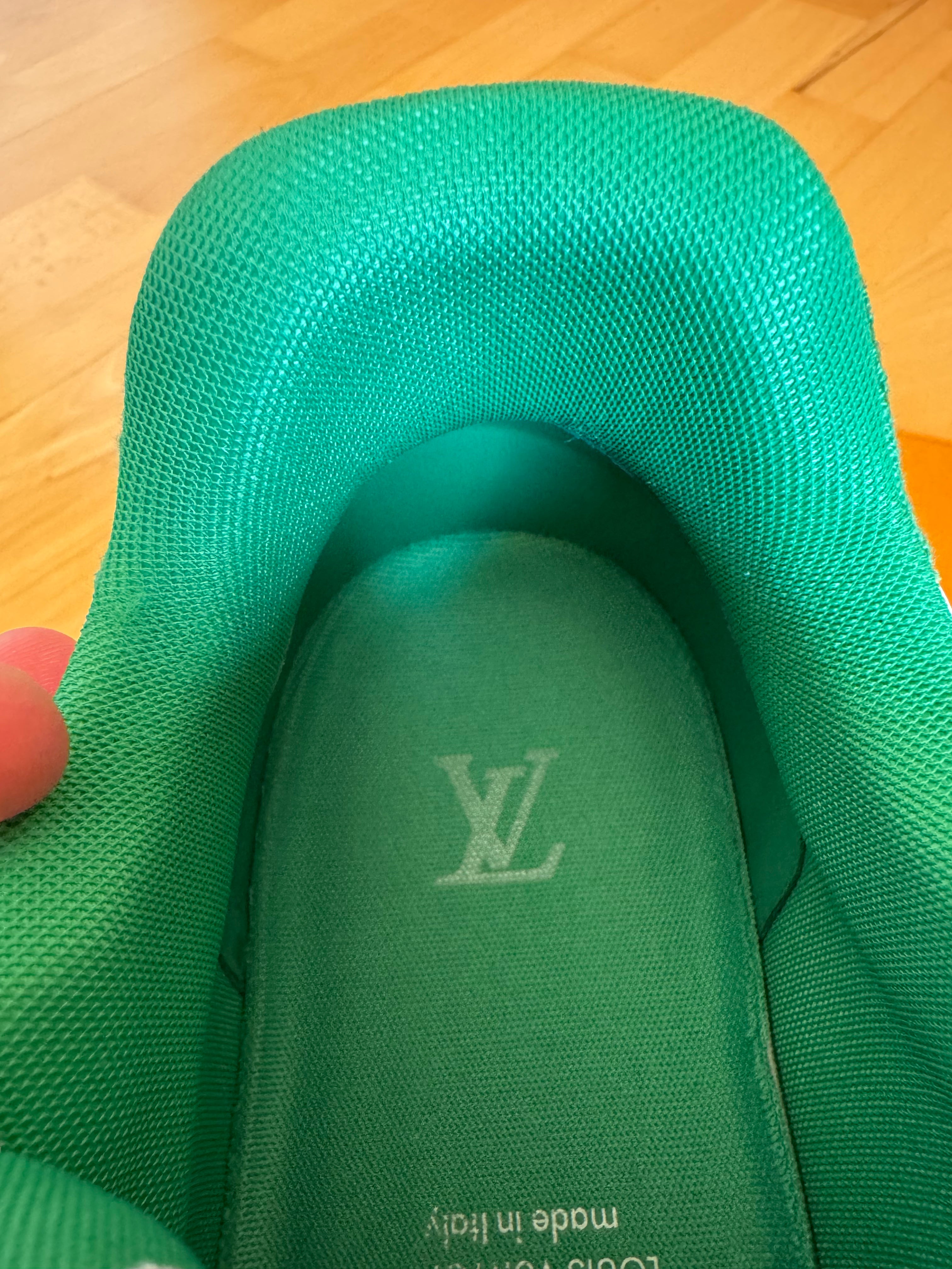 Louis Vuitton LV Trainer Velcro Strap Green Denim