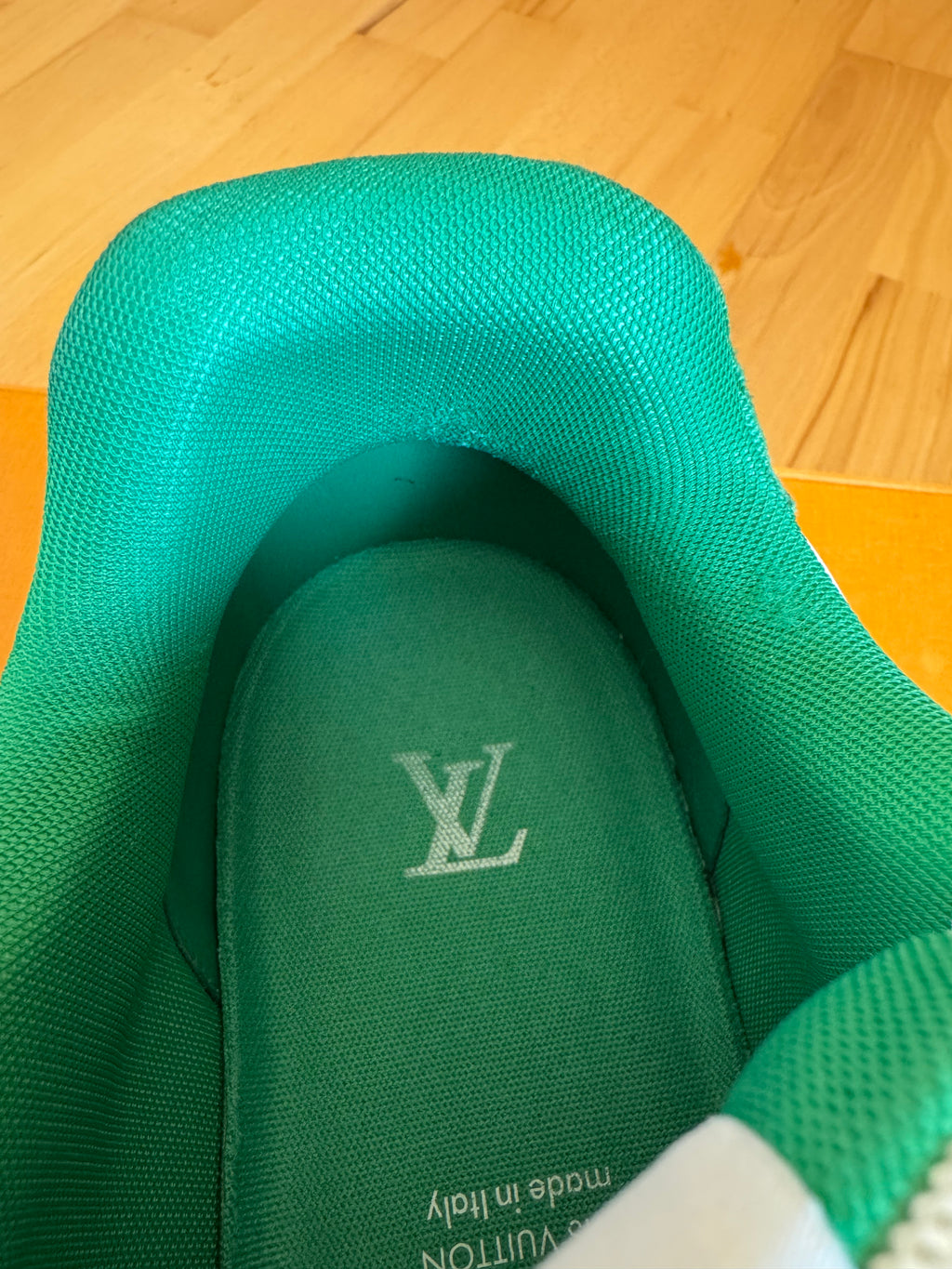 Louis Vuitton LV Trainer Velcro Strap Green Denim