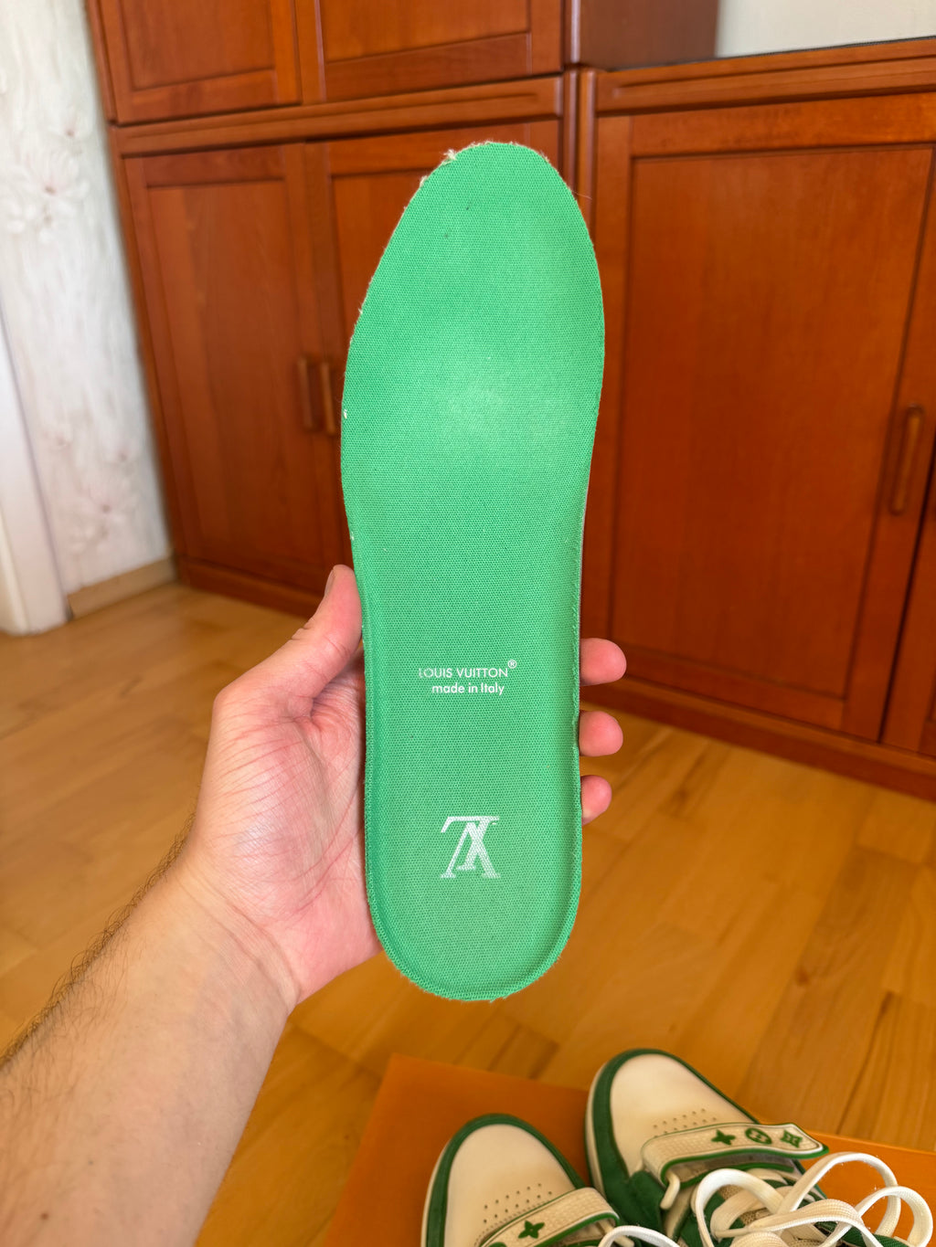Louis Vuitton LV Trainer Velcro Strap Green Denim
