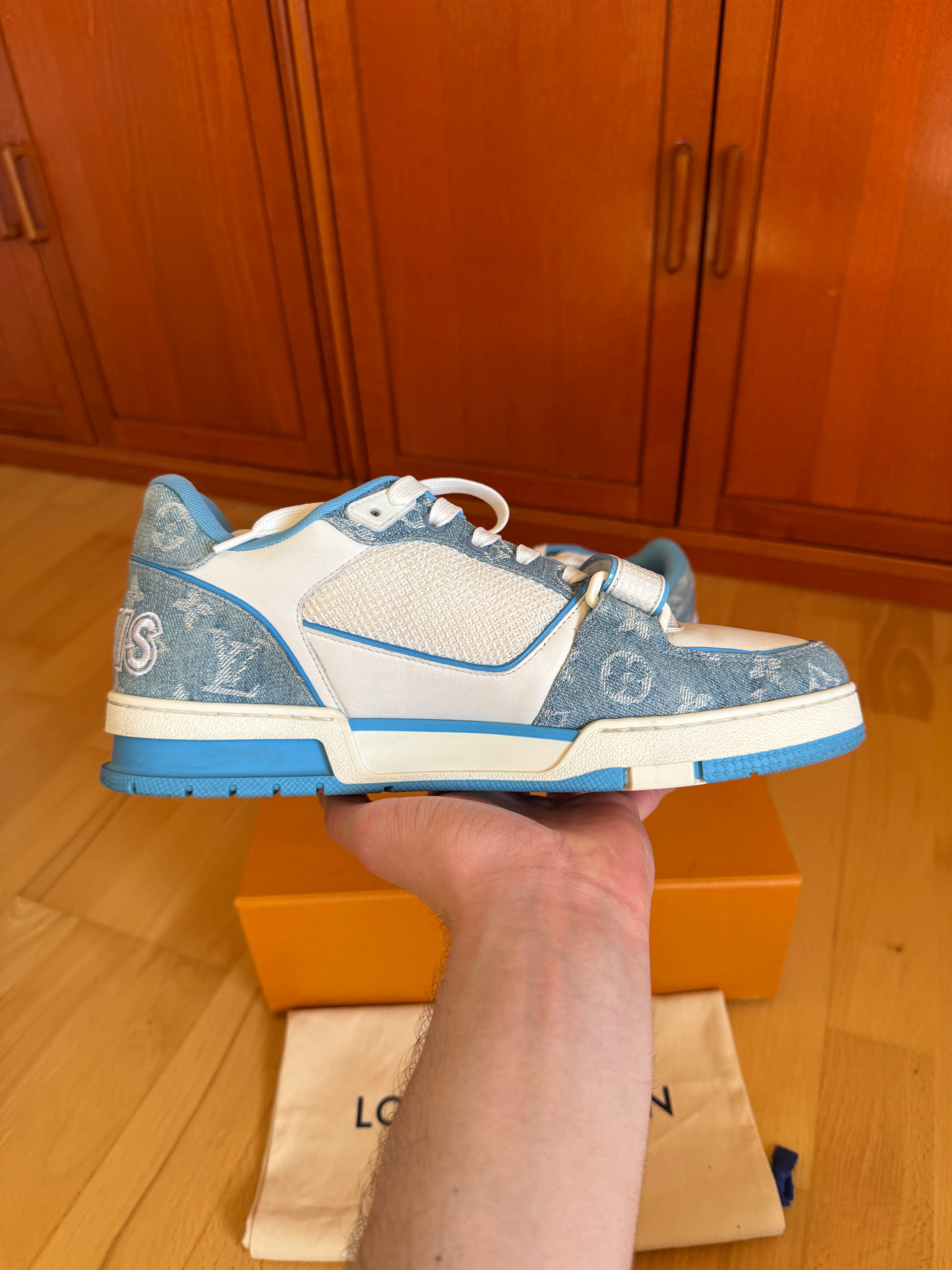 Louis Vuitton LV Trainer Velcro Strap Blue Denim
