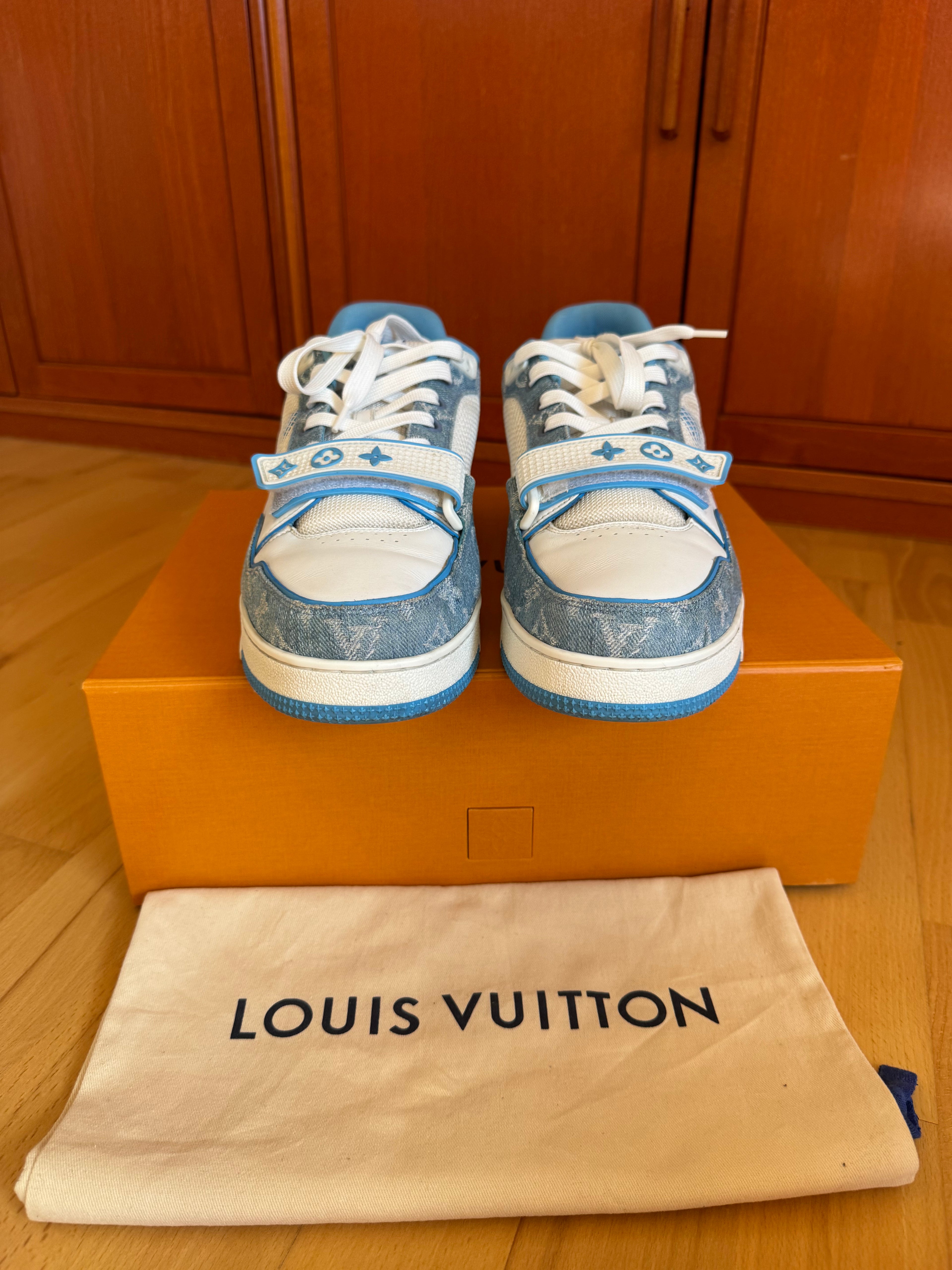 Louis Vuitton LV Trainer Velcro Strap Blue Denim