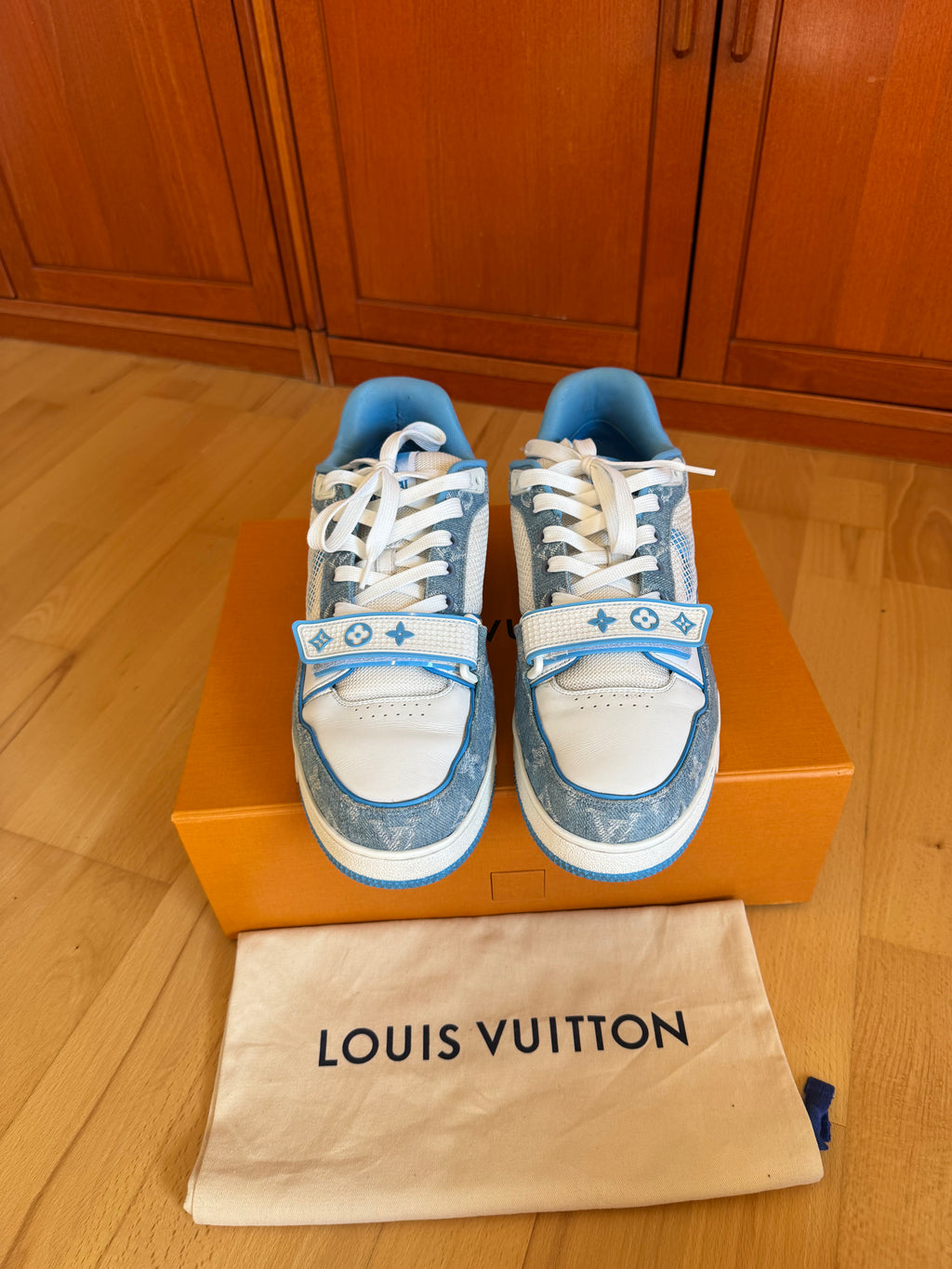 Louis Vuitton LV Trainer Velcro Strap Blue Denim