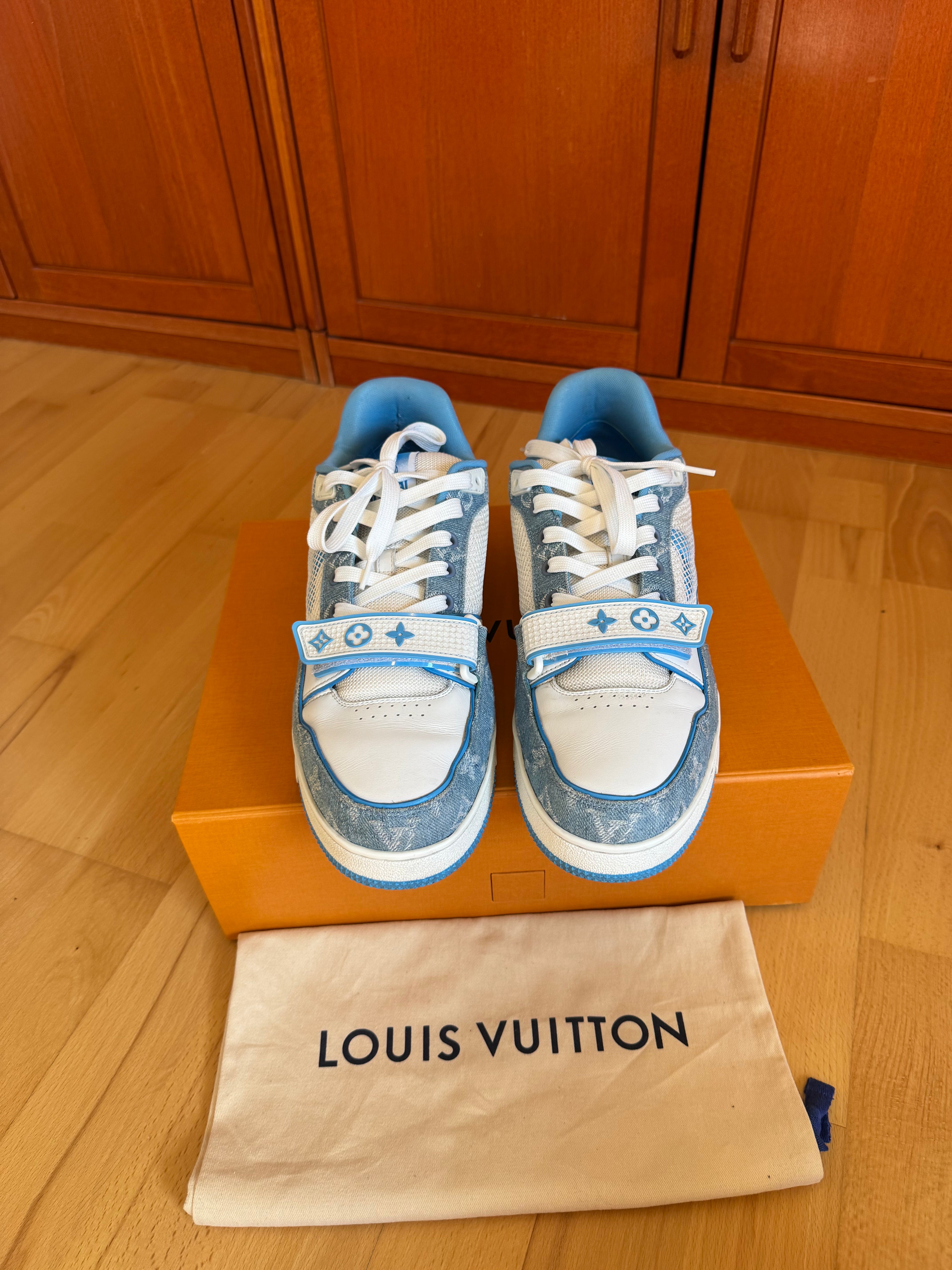Louis Vuitton LV Trainer Velcro Strap Blue Denim