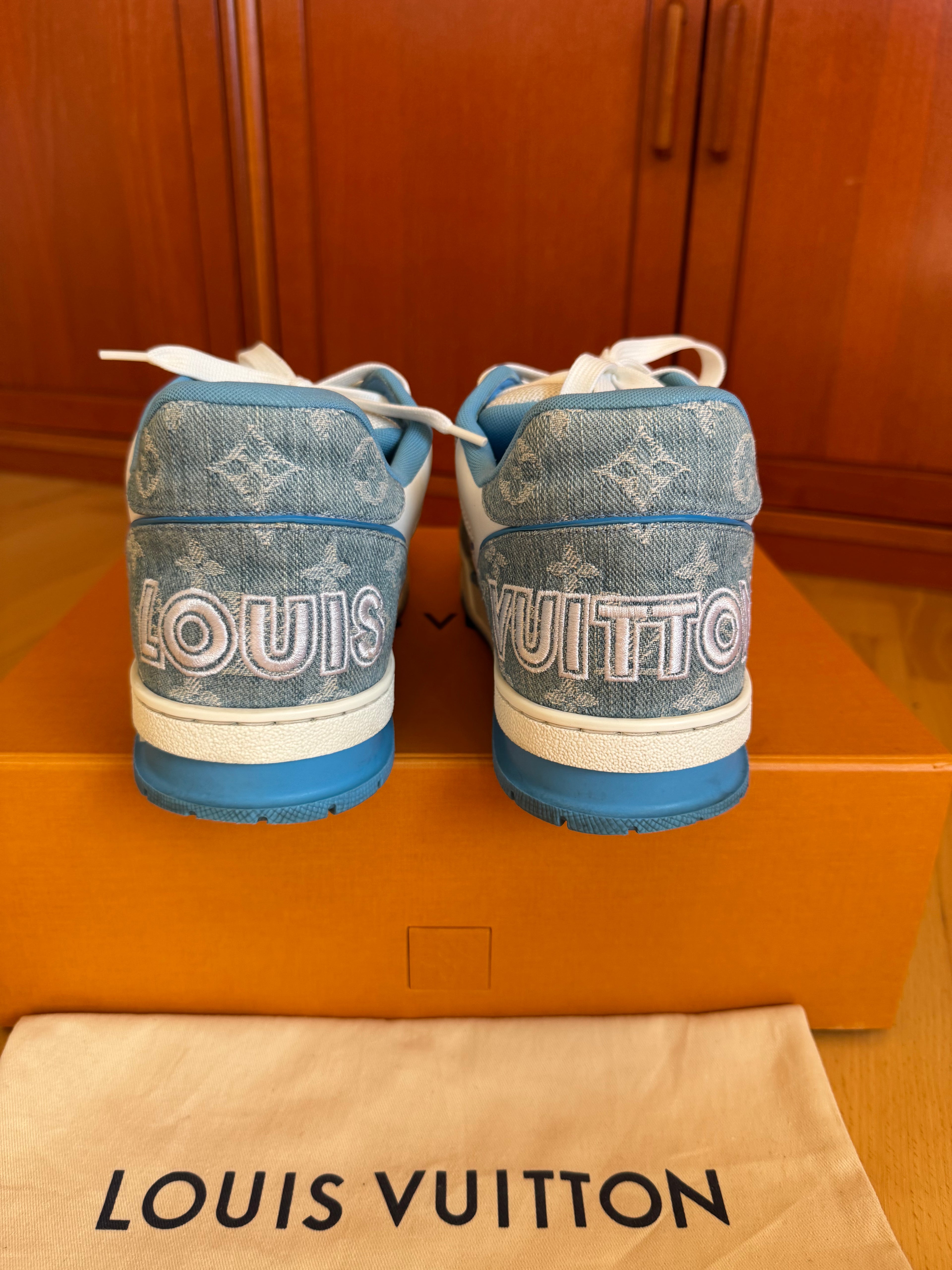 Louis Vuitton LV Trainer Velcro Strap Blue Denim