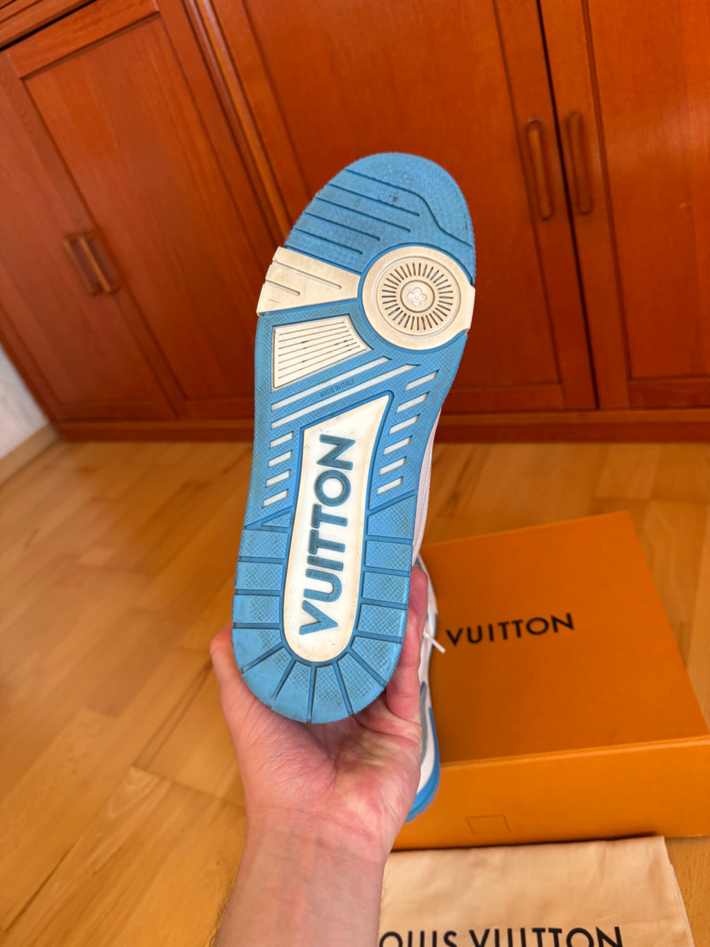 Louis Vuitton LV Trainer Velcro Strap Blue Denim