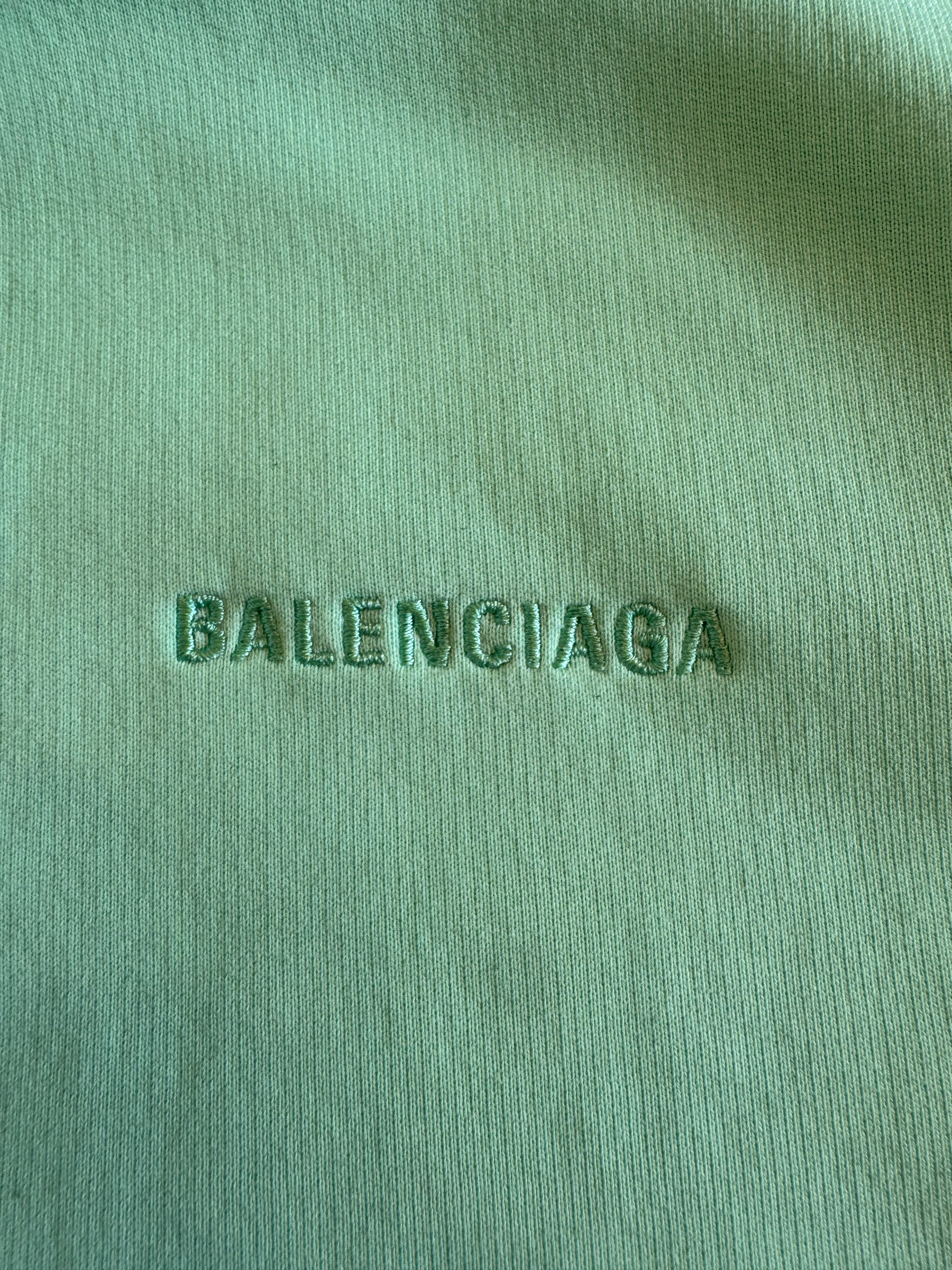 Balenciaga Embroidered Text Logo Hoodie Mint