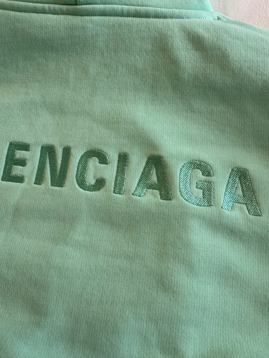 Balenciaga Embroidered Text Logo Hoodie Mint